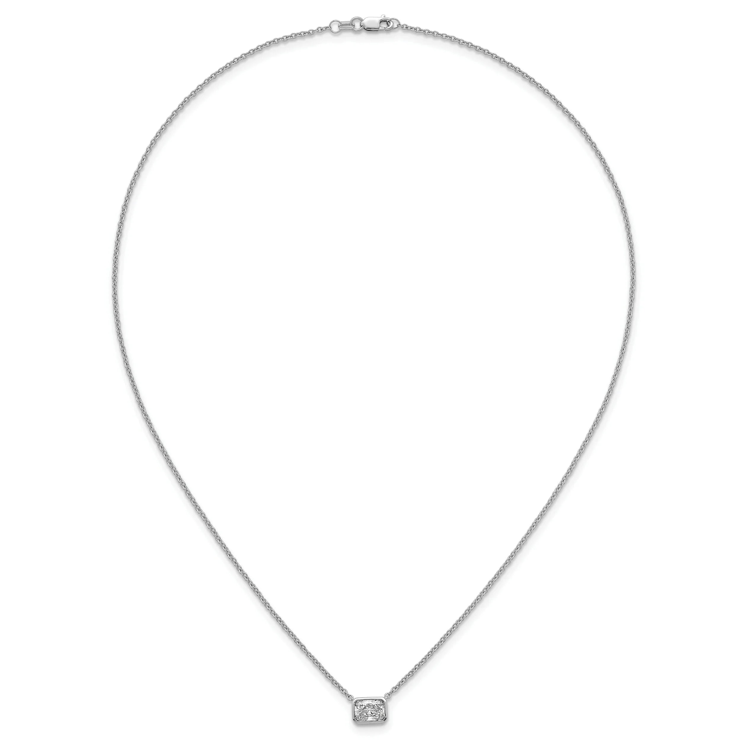 14k White Gold Lab Grown Diamond Bezel Set Solitaire Necklace - Fine Diamond