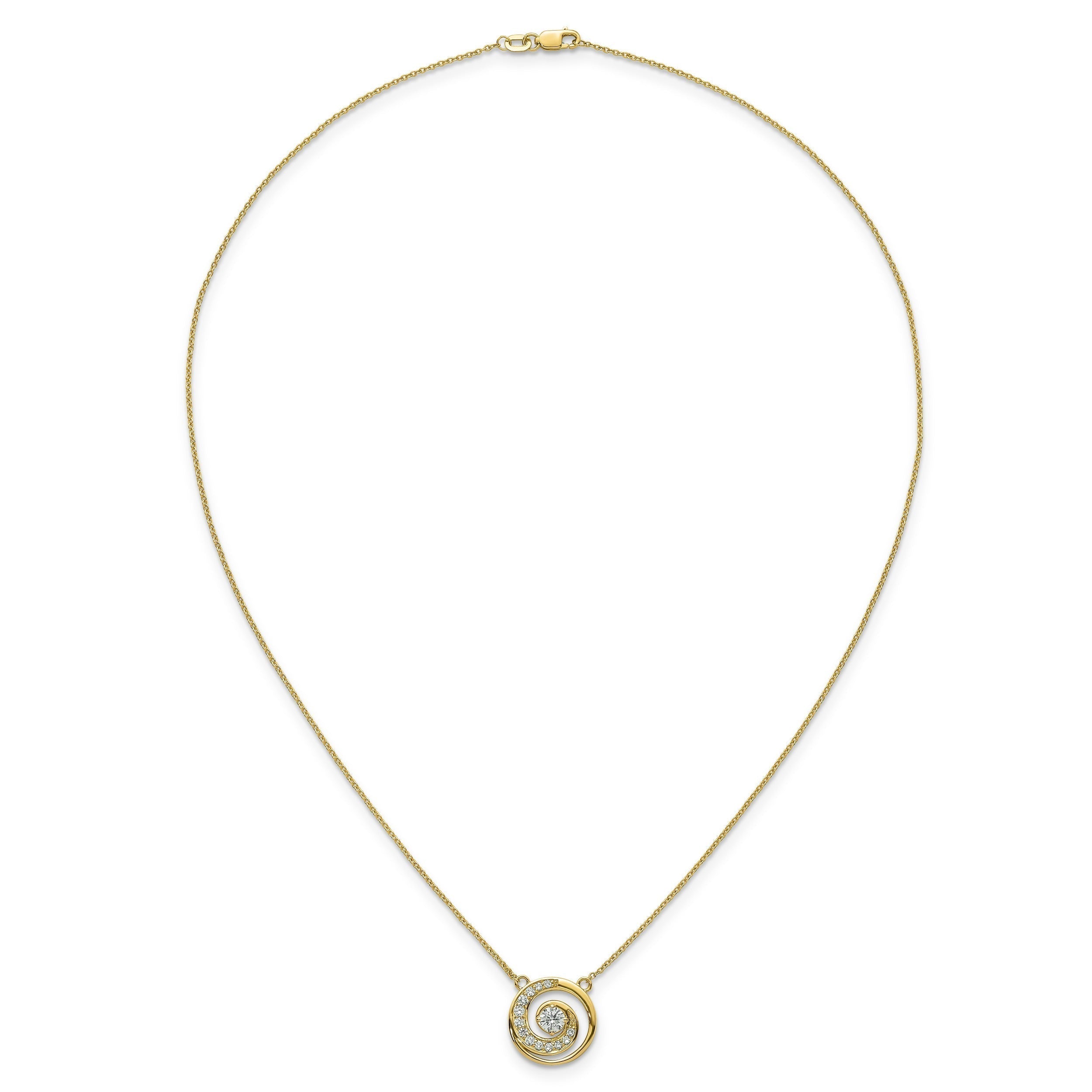 Round White Lab Diamond Prong 14k Gold Pendant Necklace