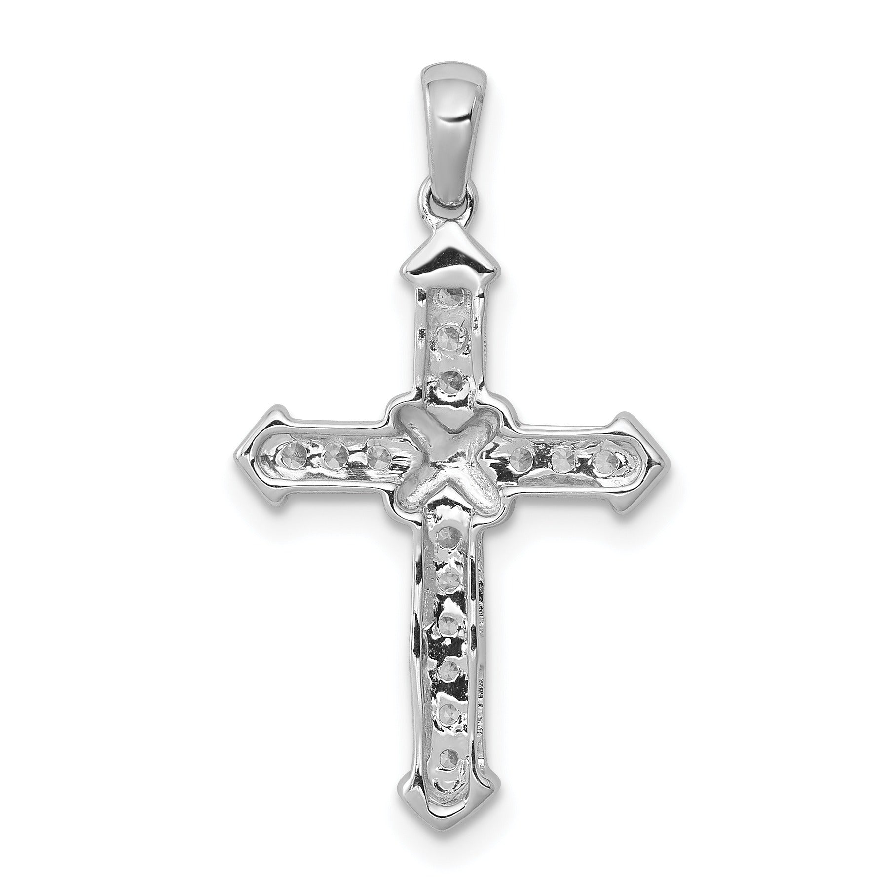 14k Gold 1/6 carat Gold Lab Grown Diamond Cross Pendant