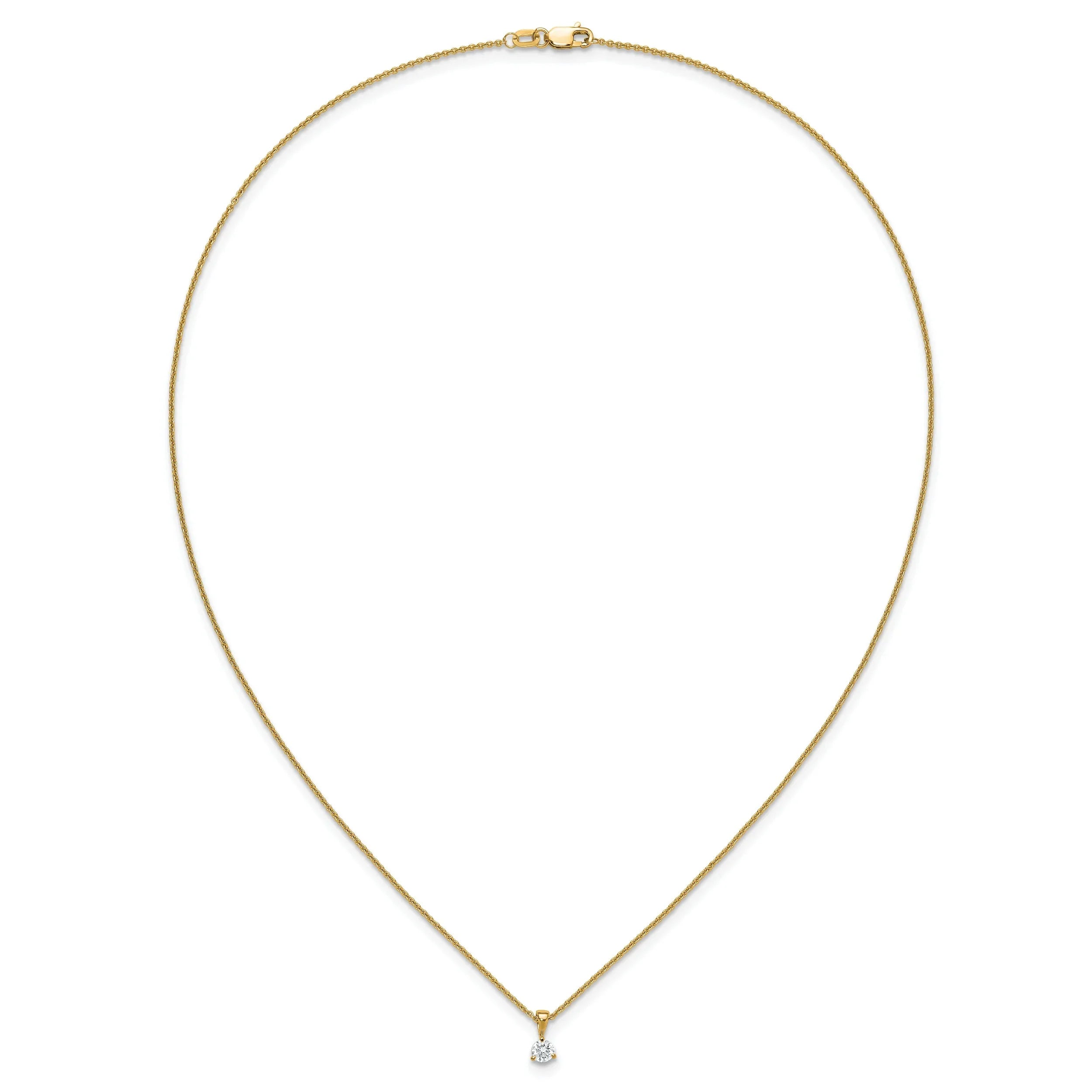 14k Gold Lab Grown Diamond Solitaire Pendant Necklace - Fine Diamond