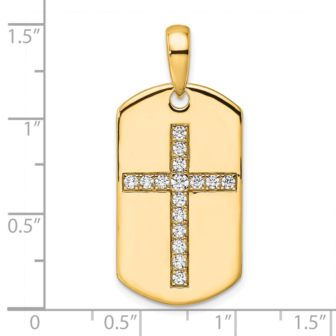 14K Gold Lab Grown Diamond Cross Dog Tag Pendant