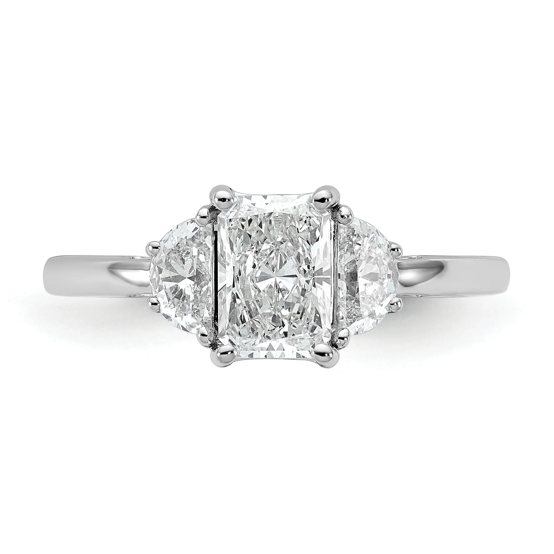 14K White Gold Lab Diamond 3 Stone Semi Mount Engagement Ring - Fine Diamond