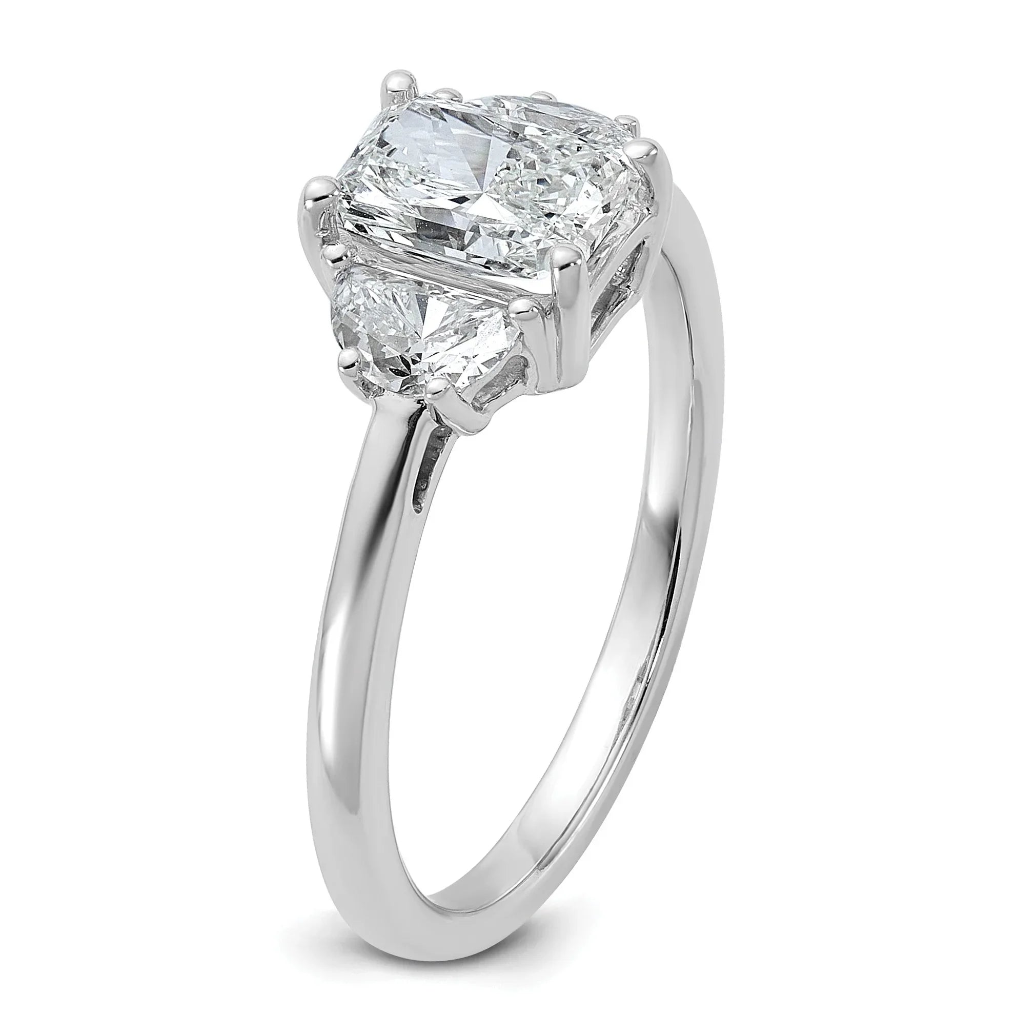 14K White Gold Lab Diamond 3 Stone Semi Mount Engagement Ring - Fine Diamond