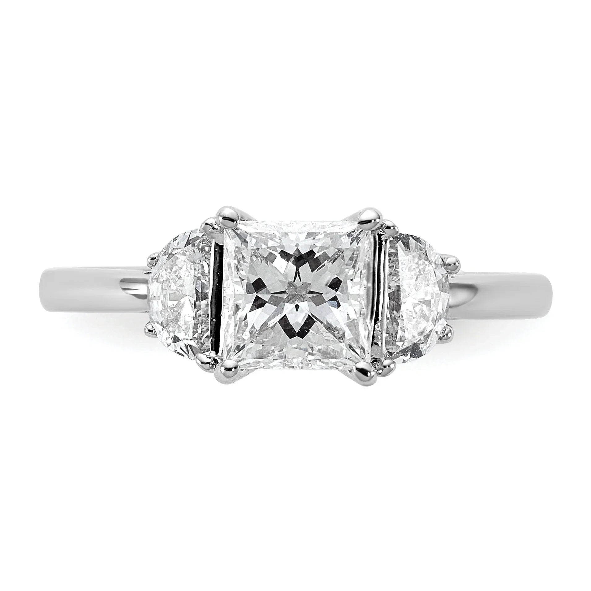 Lab Grown Diamond Princess and Half-moon 3-Stone Bridal Ring - Fine Diamond