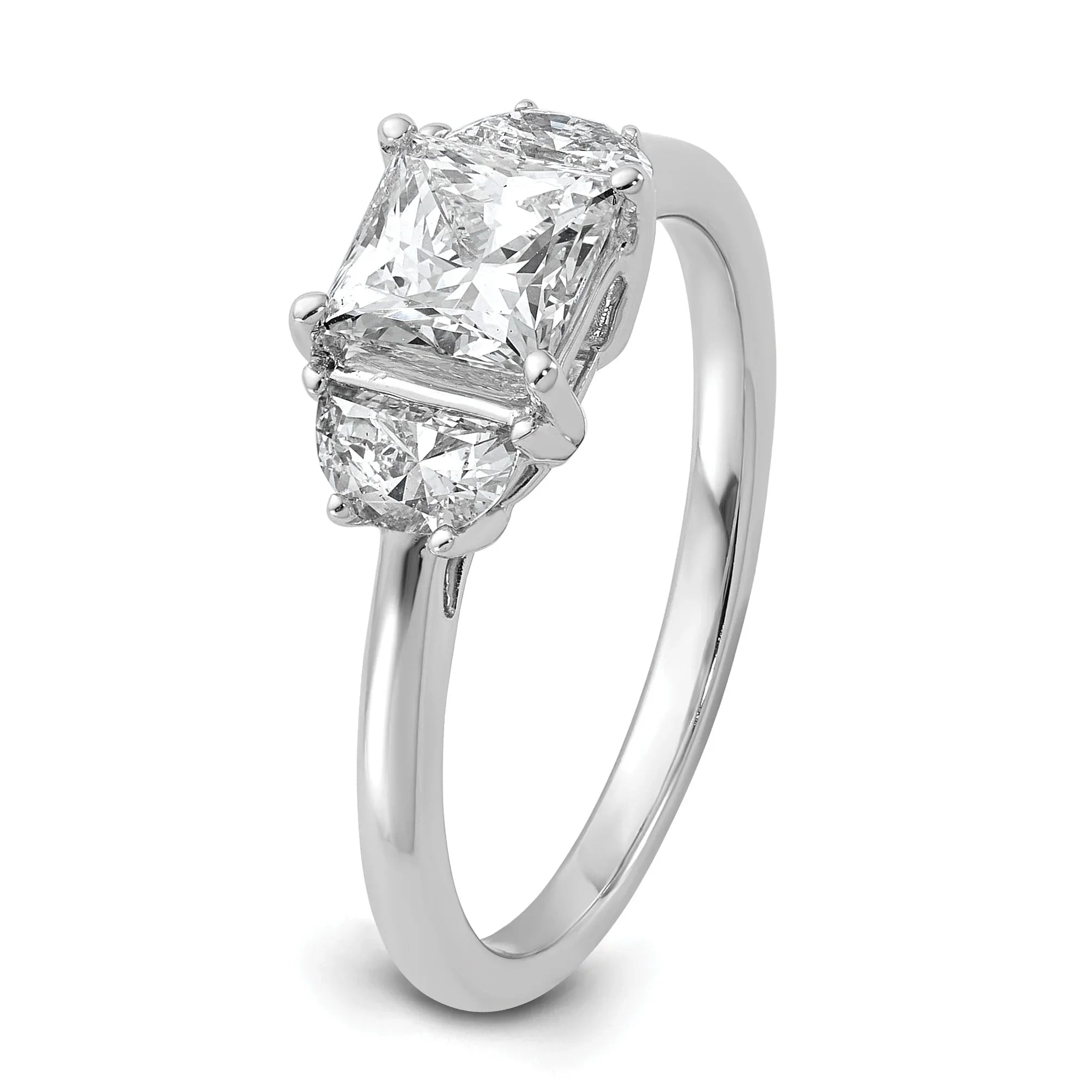 Lab Grown Diamond Princess and Half-moon 3-Stone Bridal Ring - Fine Diamond