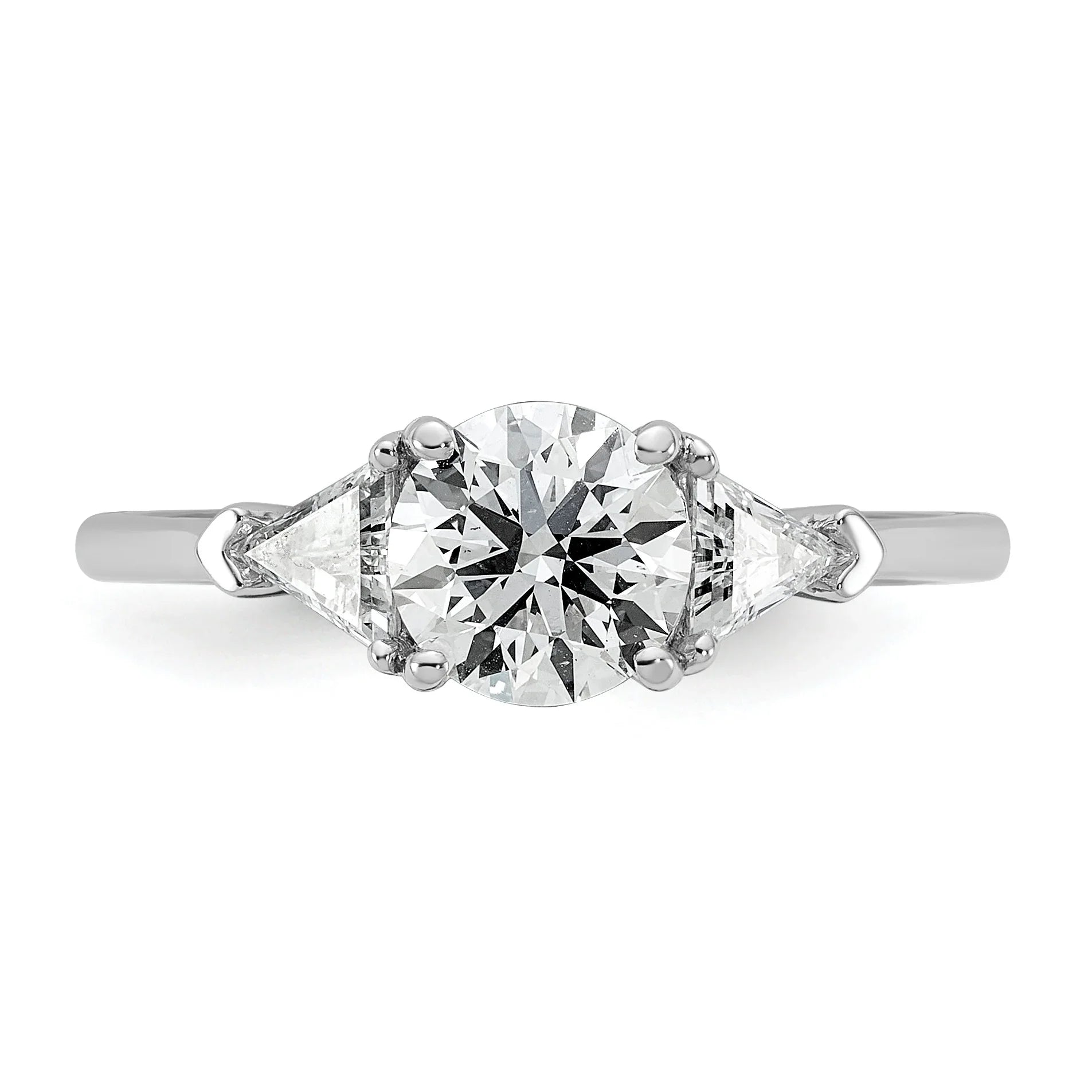 14K White Gold Lab Grown Diamond 3-Stone Engagement Ring - Fine Diamond