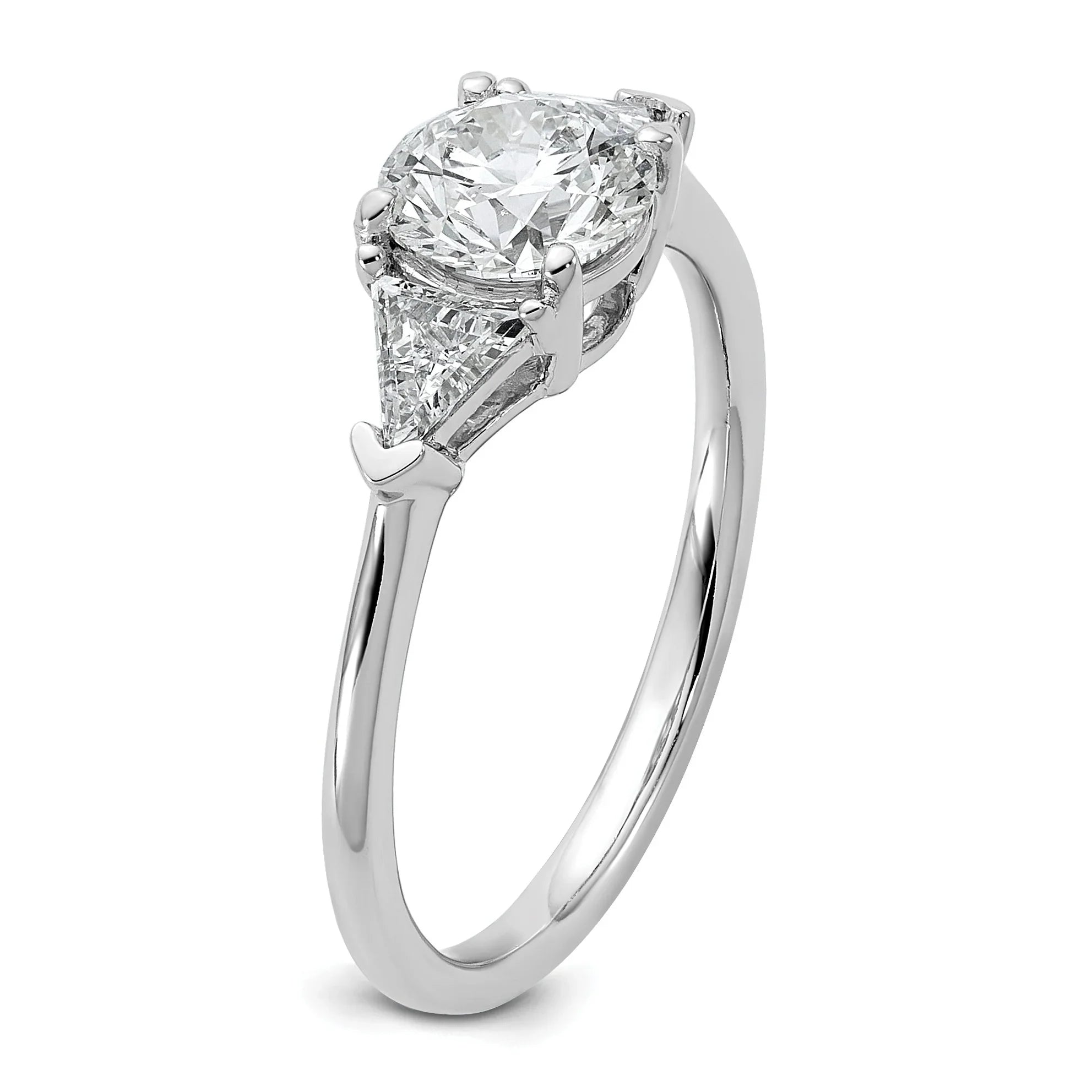 14K White Gold Lab Grown Diamond 3-Stone Engagement Ring - Fine Diamond