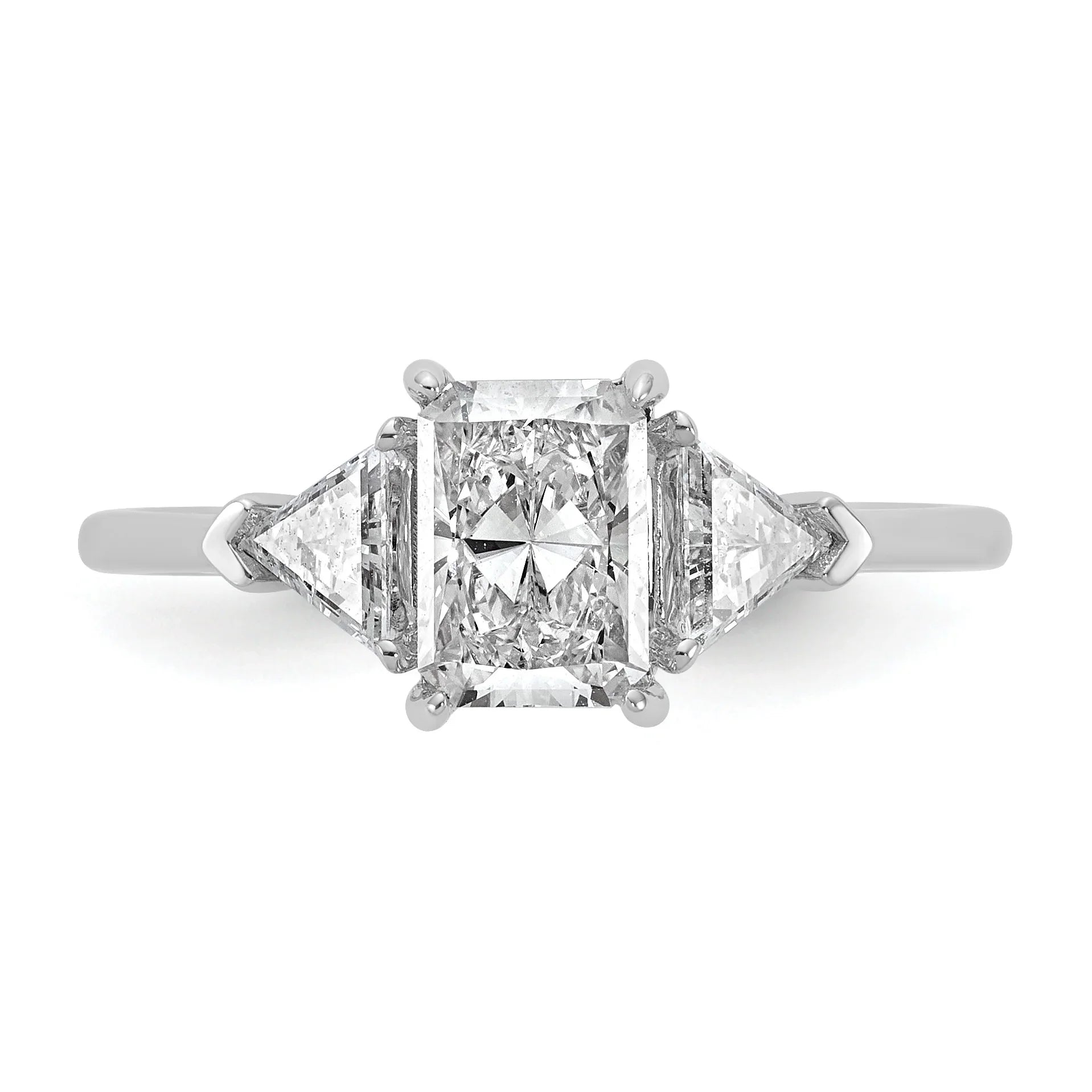 14K White Gold Lab Grown Diamond 3-Stone Bridal Ring - Fine Diamond