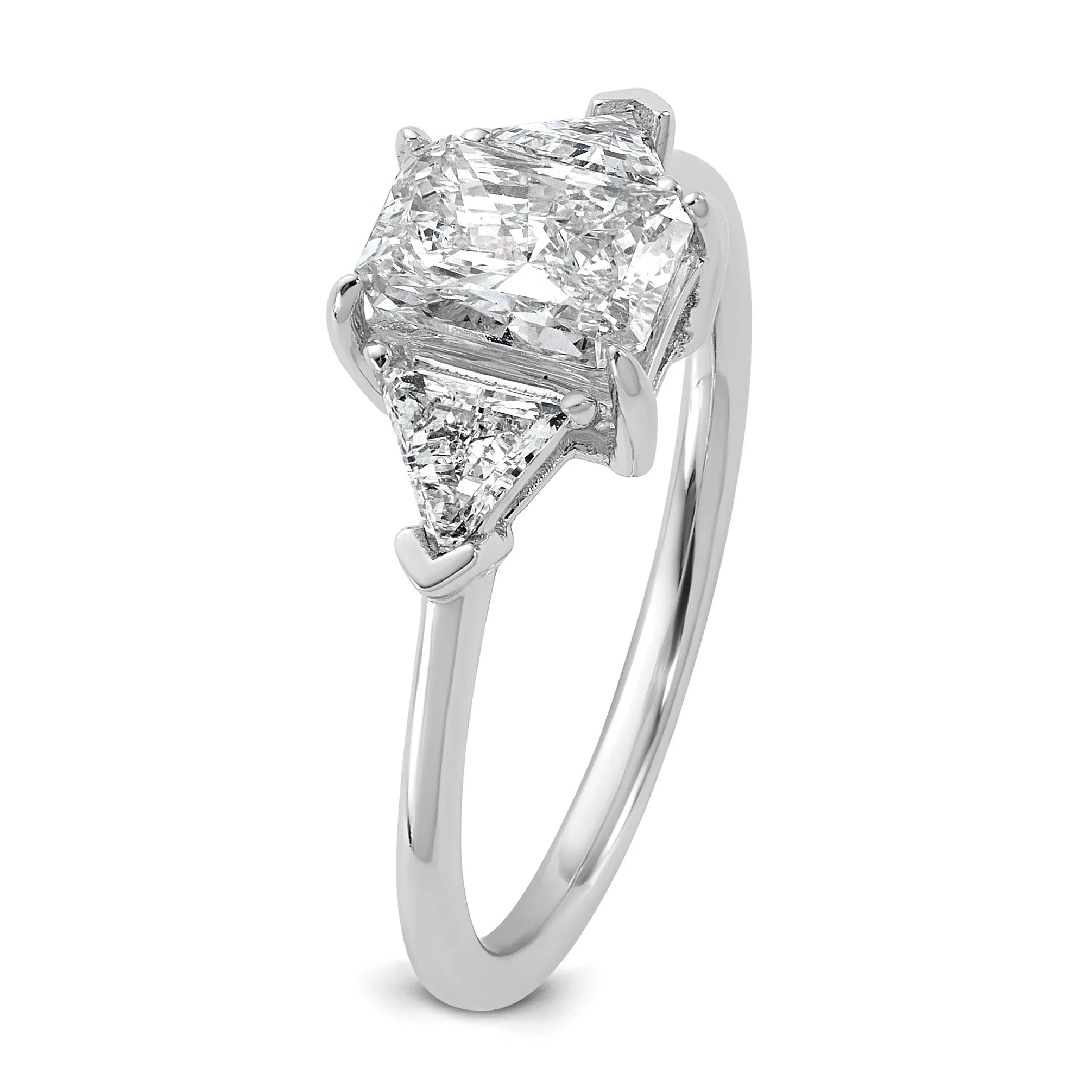 14K White Gold Lab Grown Diamond 3-Stone Bridal Ring - Fine Diamond