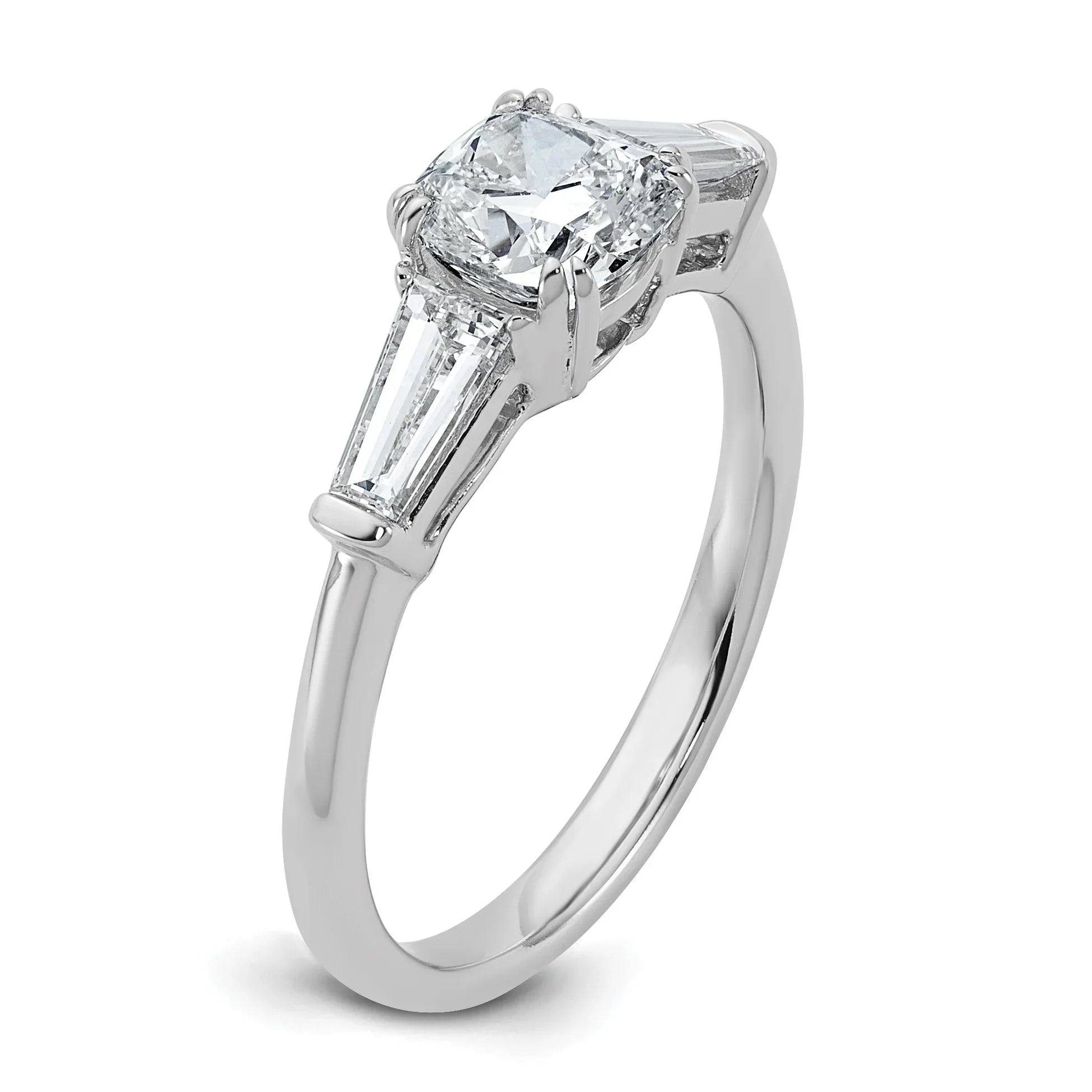 Lab Grown Diamond Princess & Half-Moon 3-Stone Bridal Ring - Fine Diamond