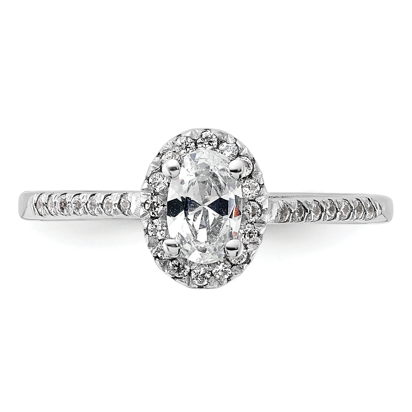 14K White Gold Lab Grown Oval Diamond Halo Engagement Ring 0.75 ct - Fine Diamond