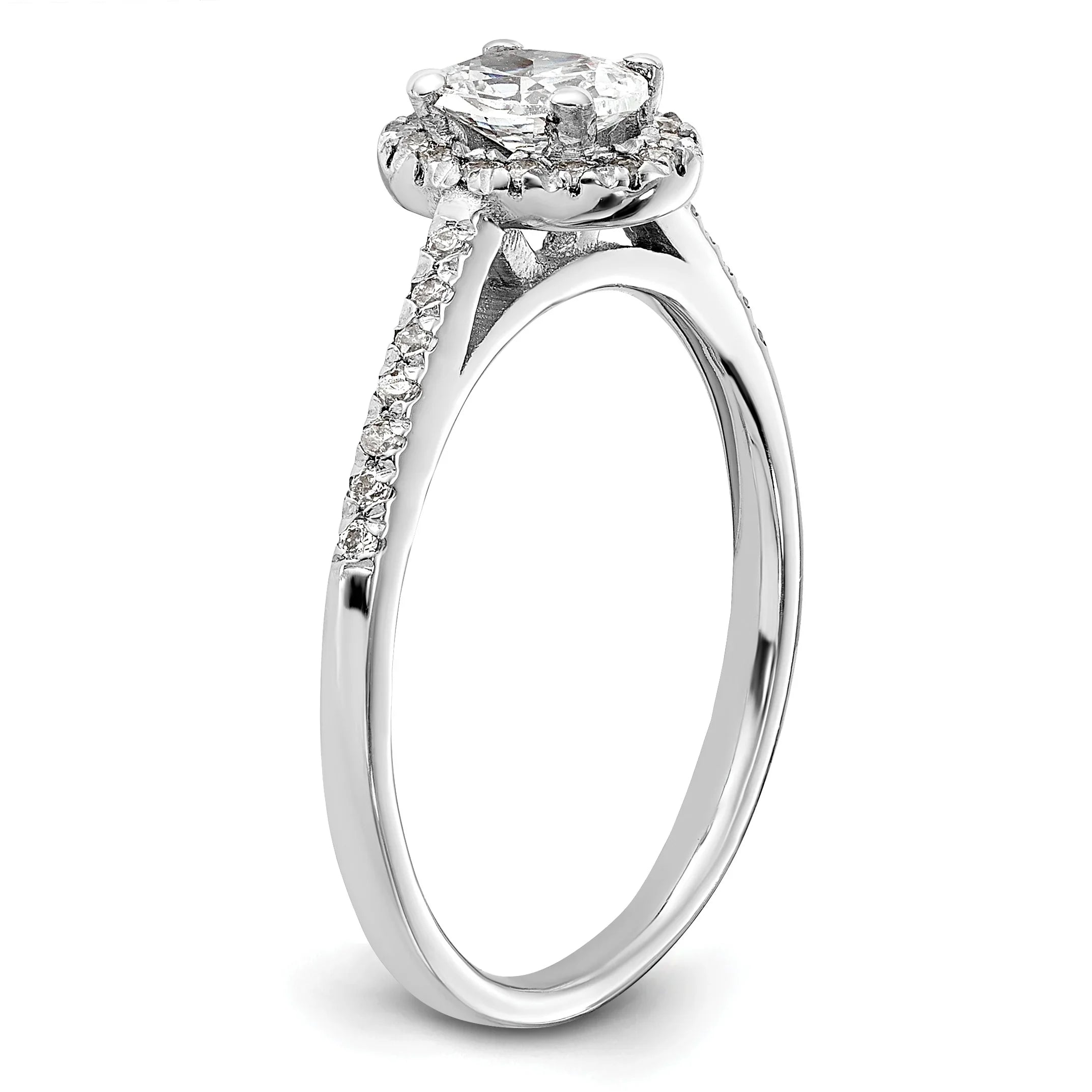 14K White Gold Lab Grown Oval Diamond Halo Engagement Ring 0.75 ct - Fine Diamond
