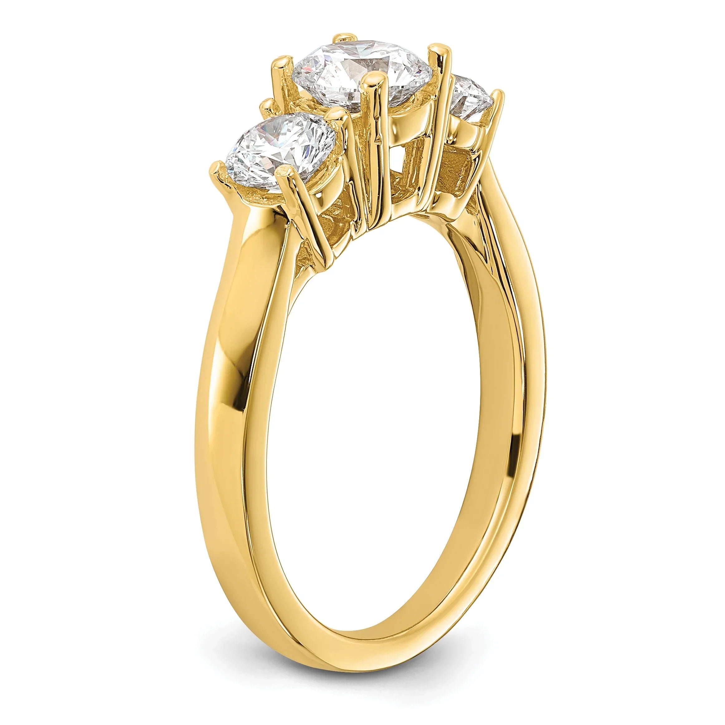 14K Gold Lab Grown Diamond 3-Stone Engagement Ring - Fine Diamond