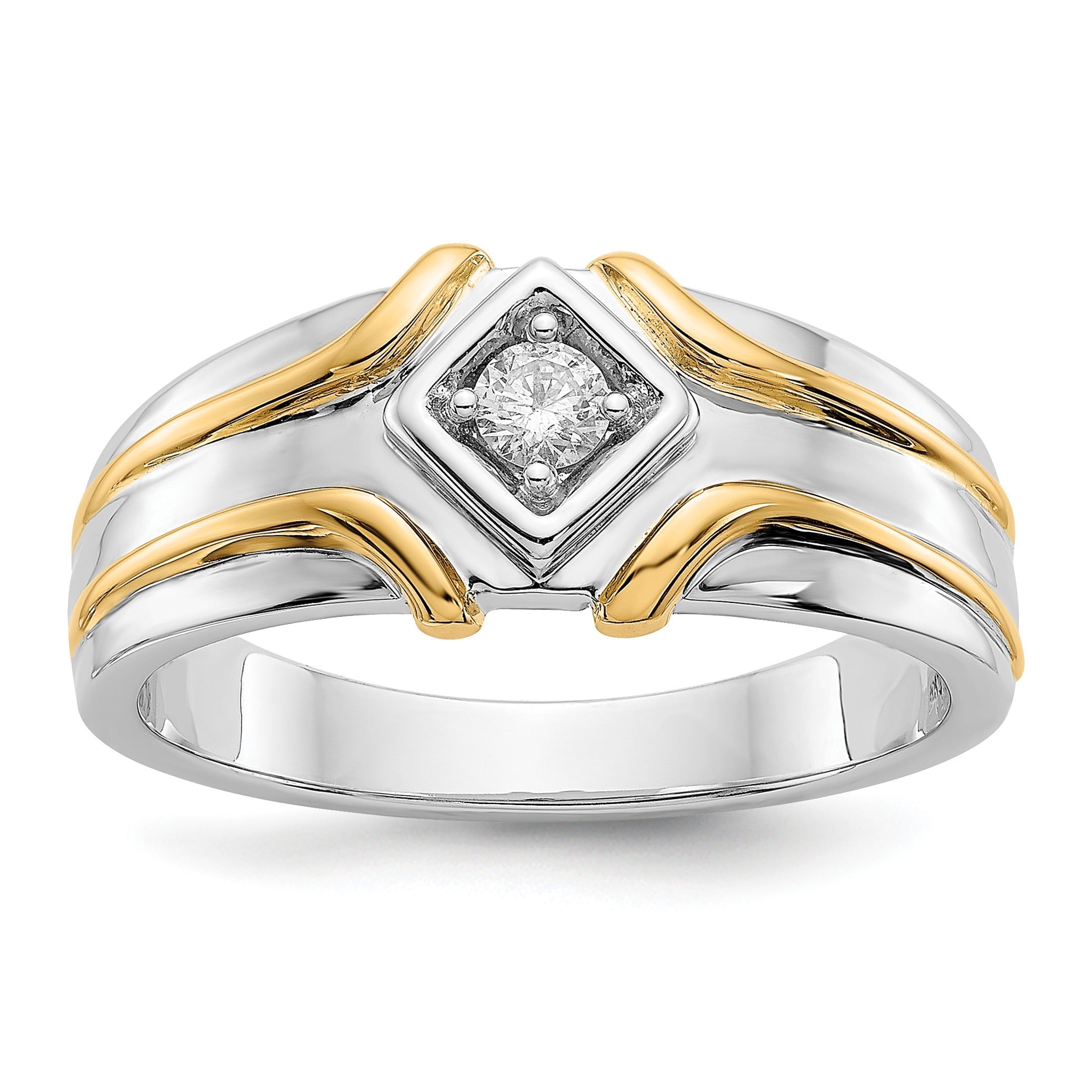 14k Two-Tone Lab Grown Diamond Men's Ring 1/6 ct