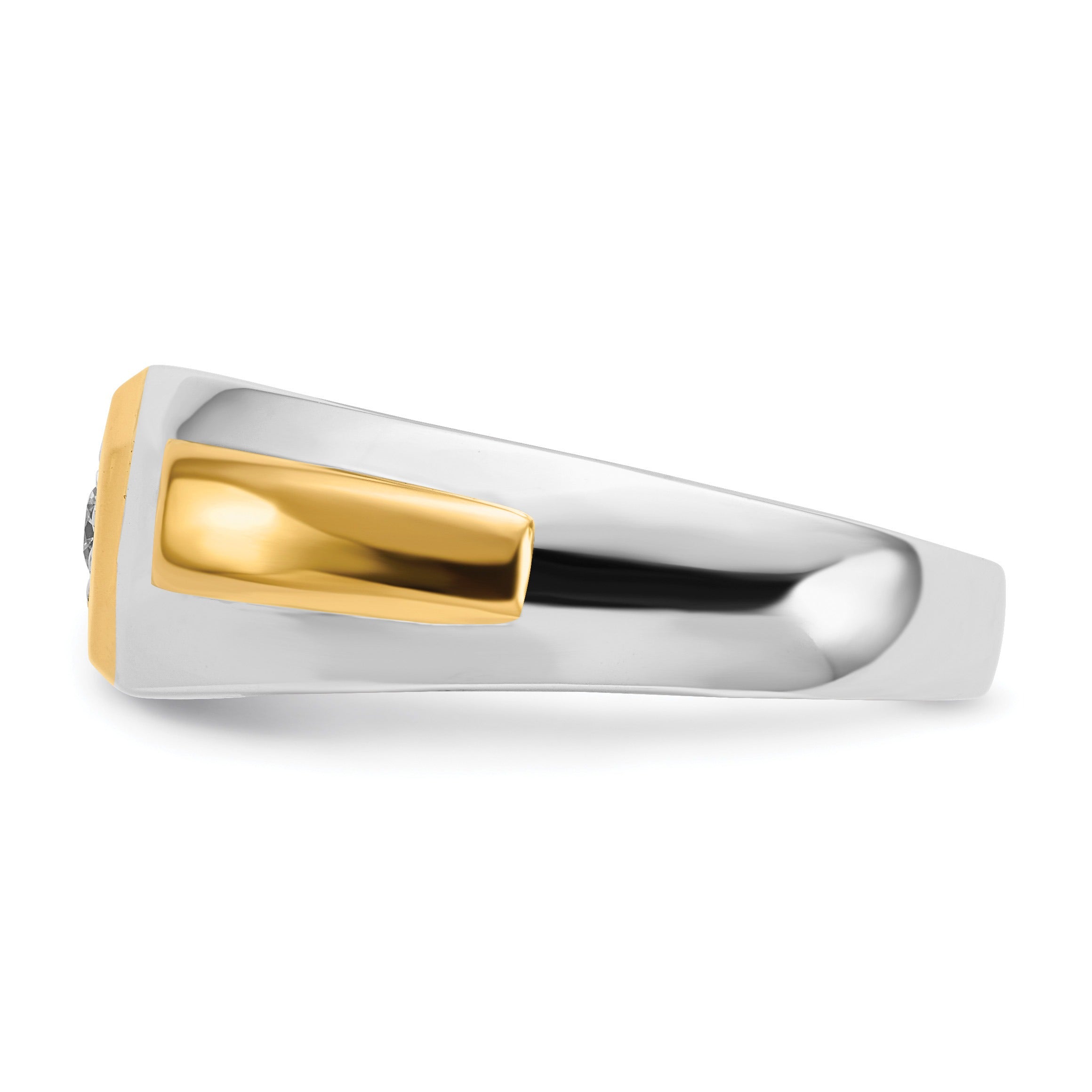 14k Two-Tone 1/10 ct Lab Grown Diamond Thick Band Men's Ring