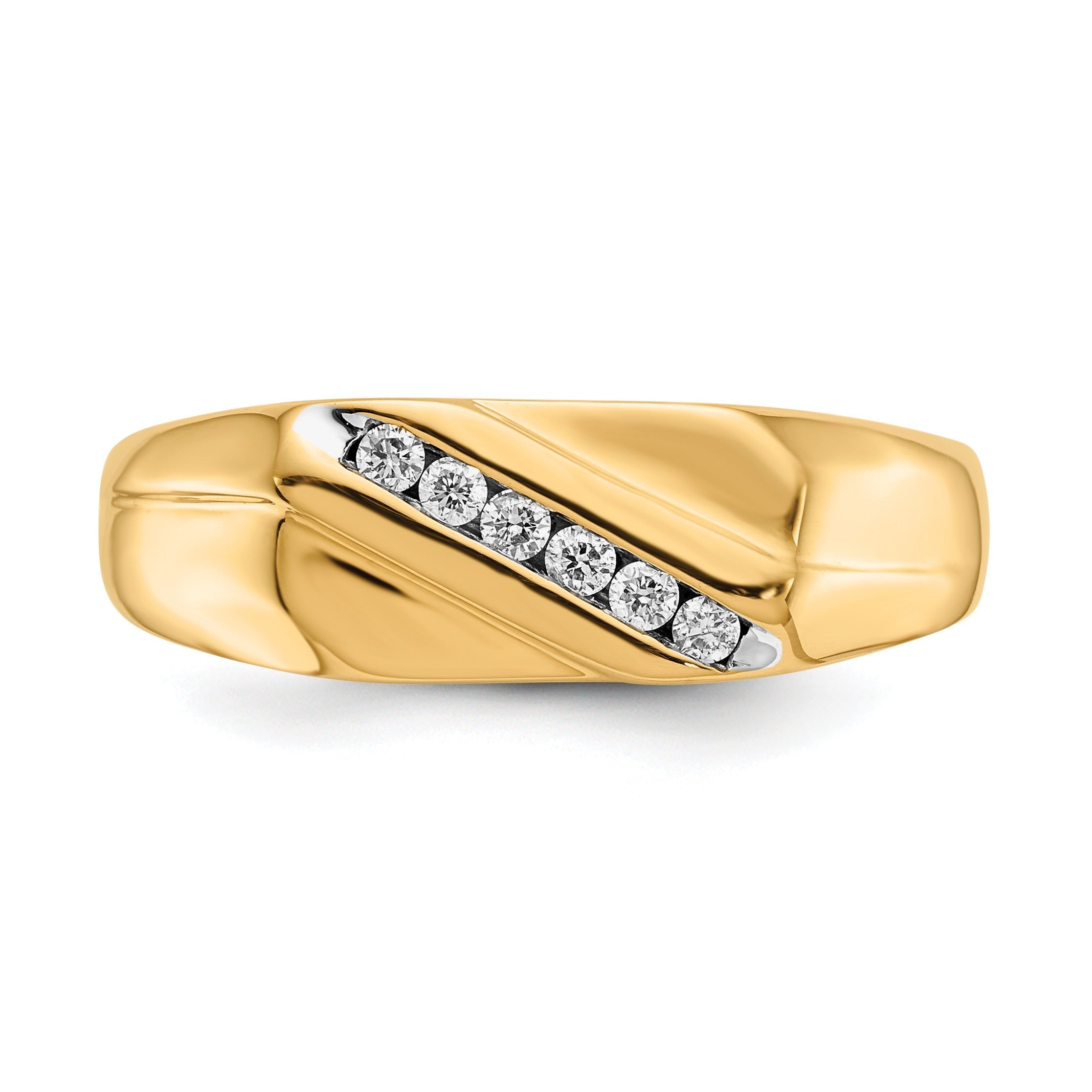 14k Yellow Gold 1/8 ct Lab Grown Diamond Six Stone Men's Ring
