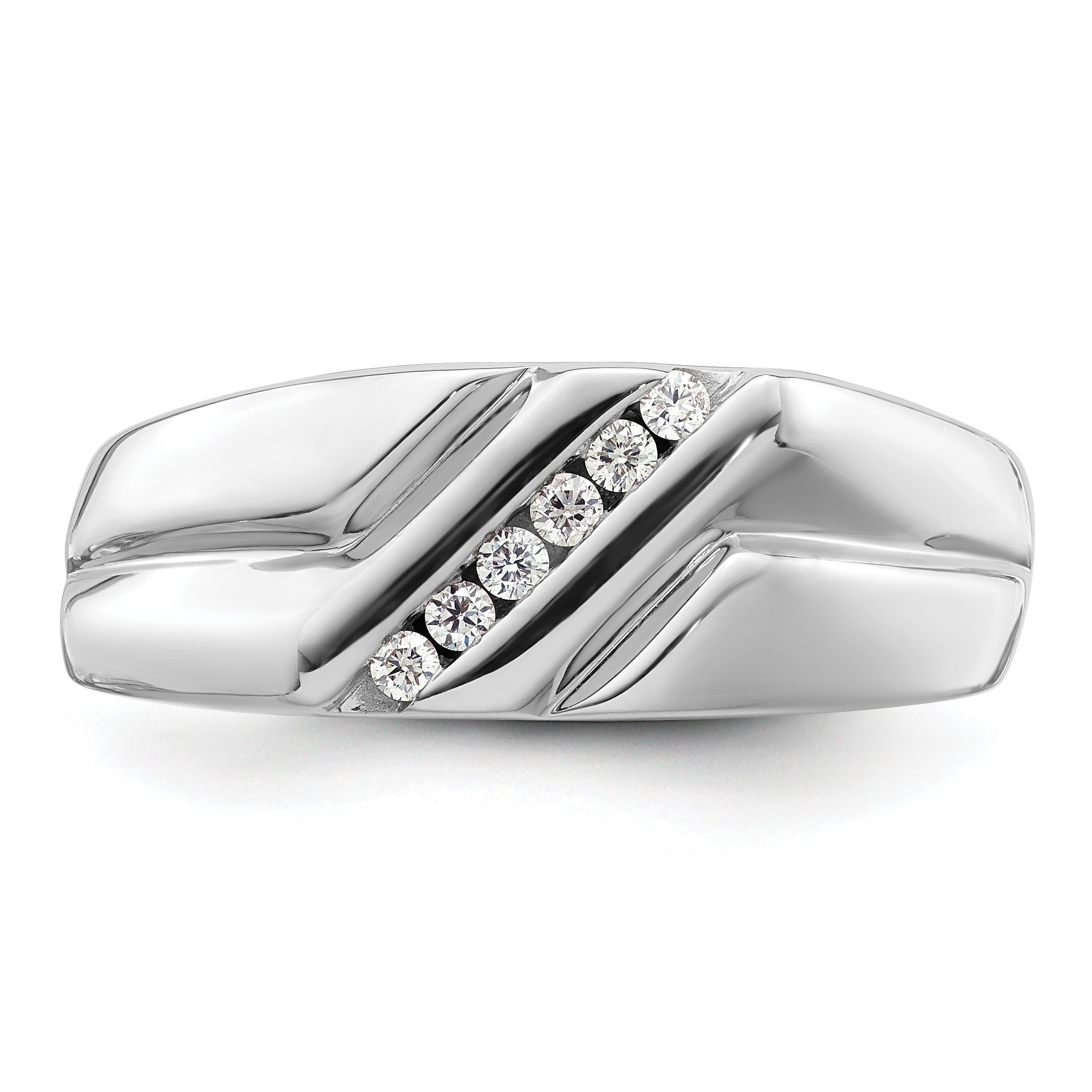 14k White Gold 1/6 ct Lab Grown Diamond Six Stone Men's Ring