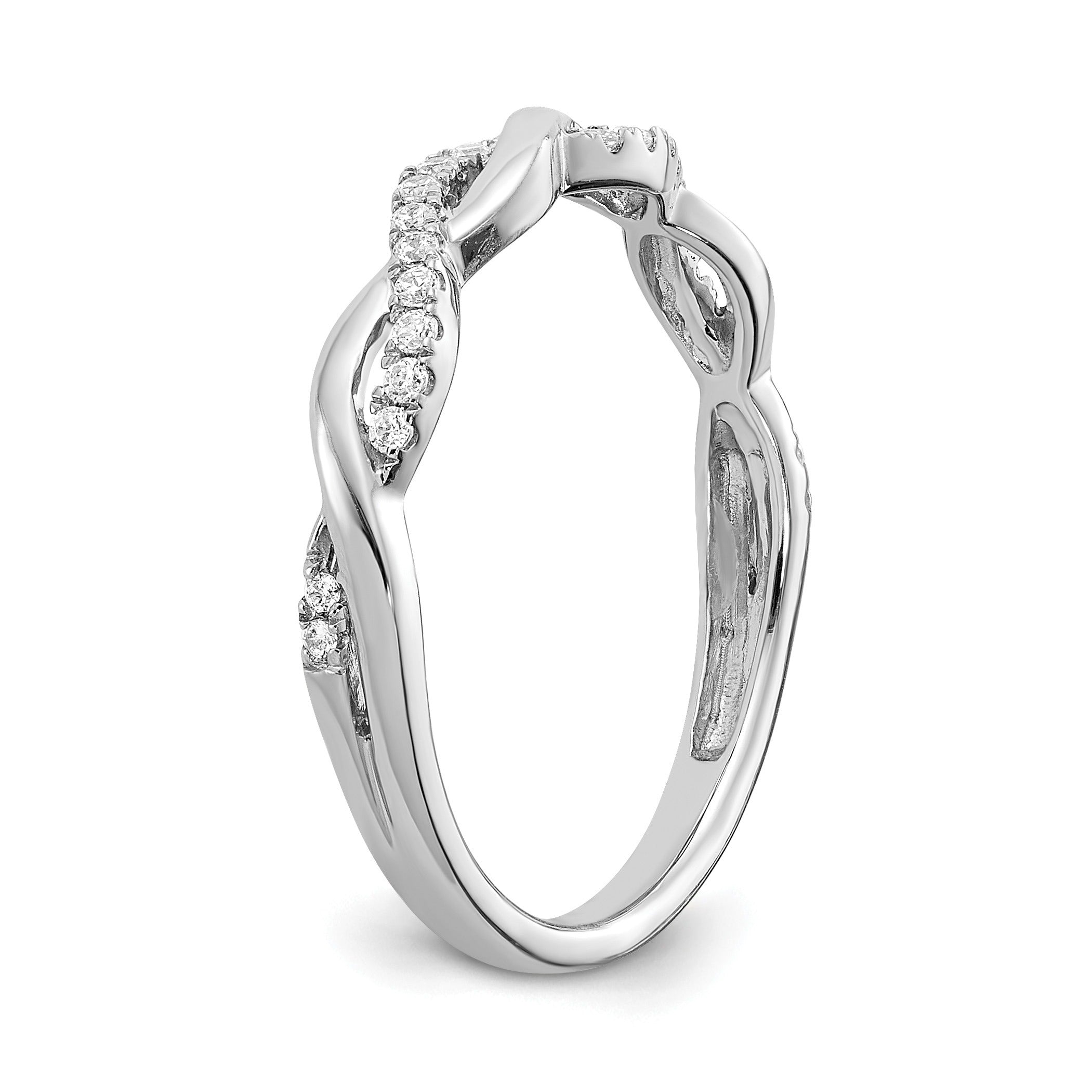 10K White Gold Diamond Round Twisted Wedding Band