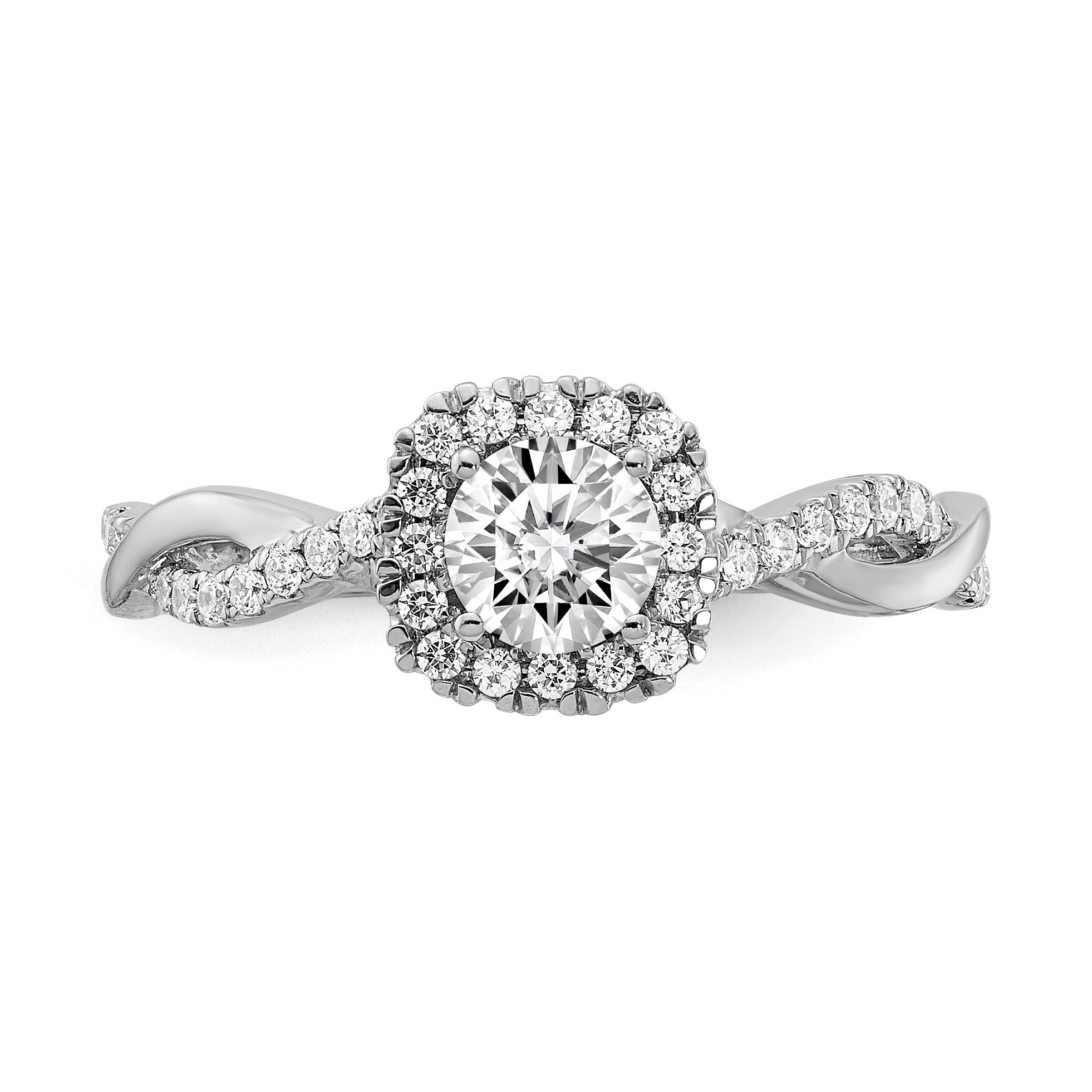 Lab Grown Diamond Criss Cross Halo Engagement Ring