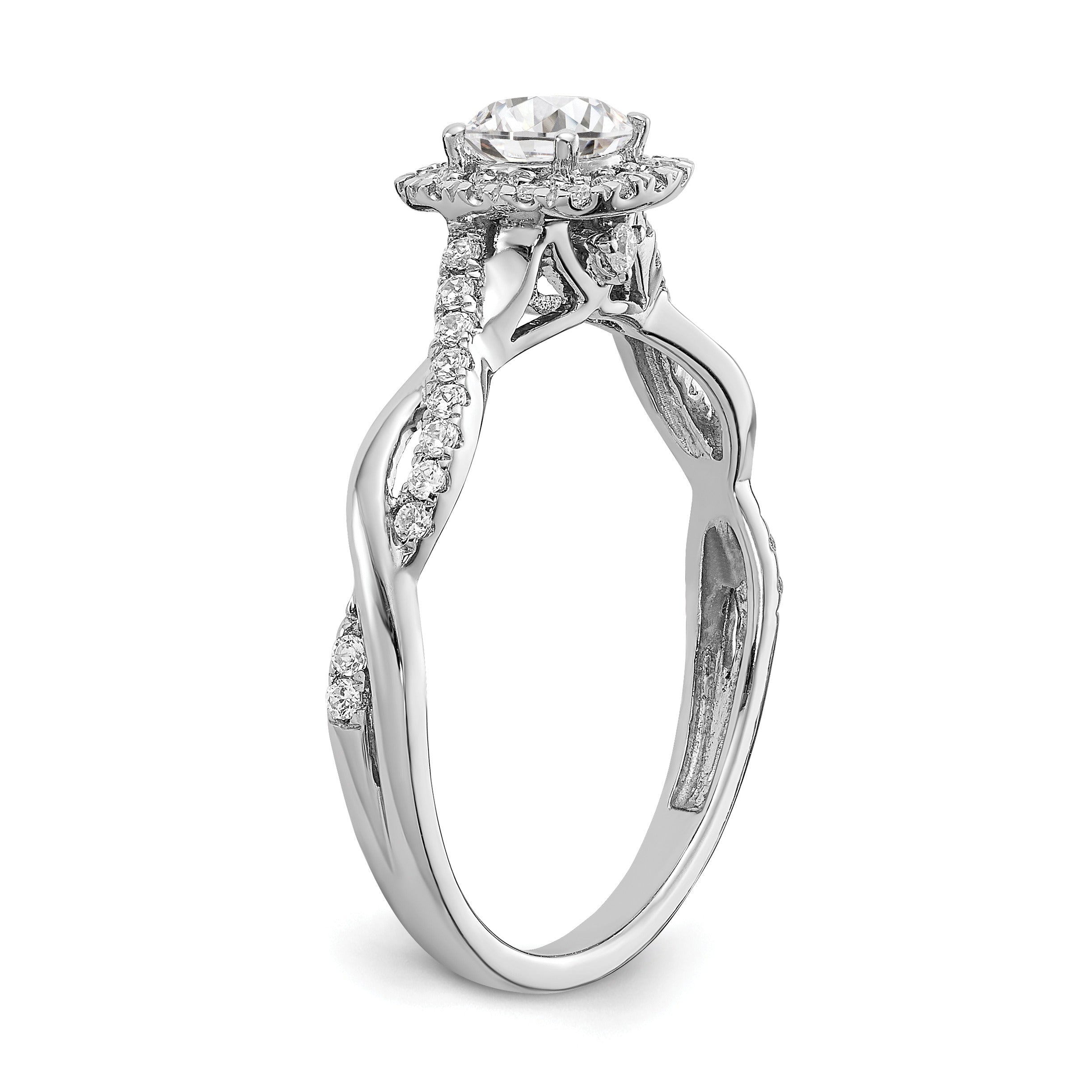 Lab Grown Diamond Criss Cross Halo Engagement Ring
