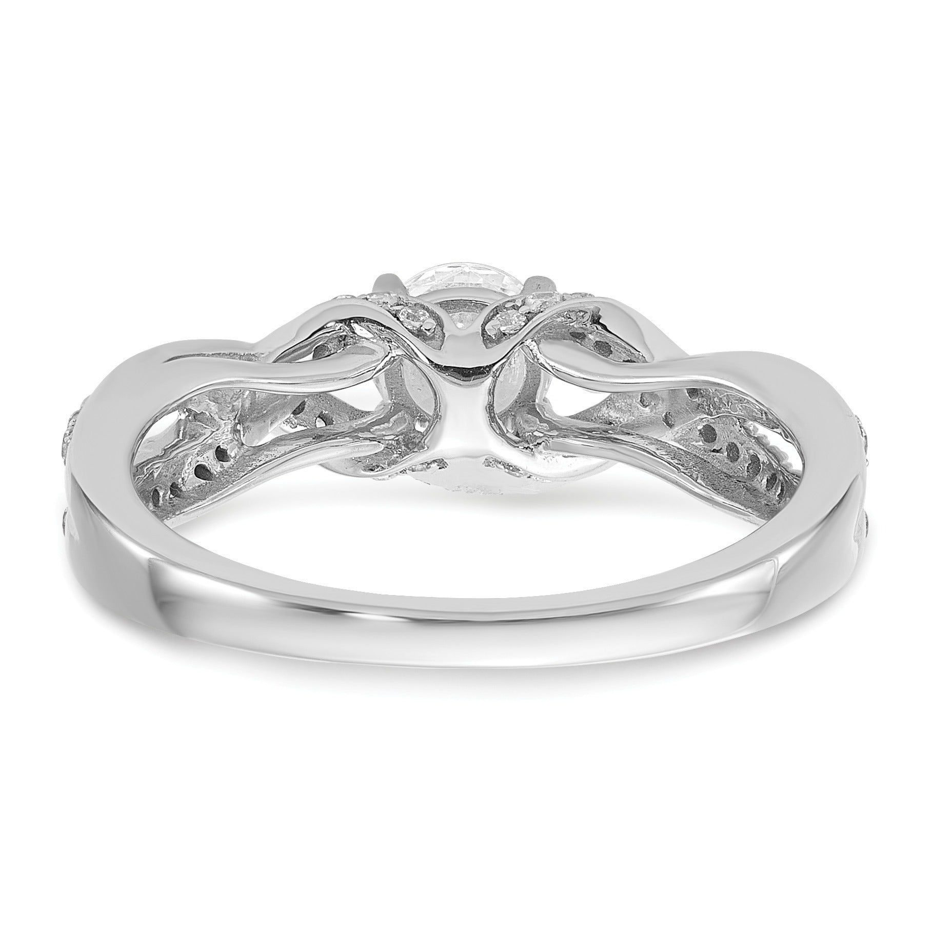 10k White Gold Lab Grown Diamond Twist Bypass Engagment Ring 0.7 Ct
