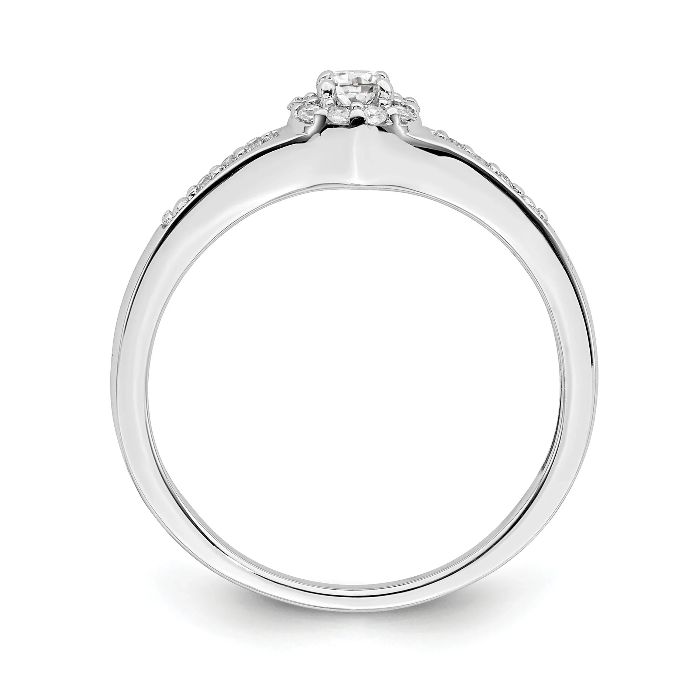 Lab Grown Diamond Cluster Engagement Ring 10K White Gold 0.2 Ct - Fine Diamond