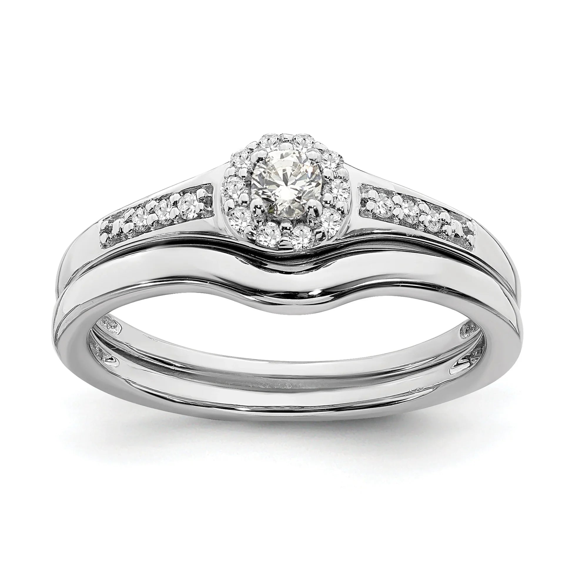 Lab Grown Diamond Cluster Engagement Ring 10K White Gold 0.2 Ct - Fine Diamond