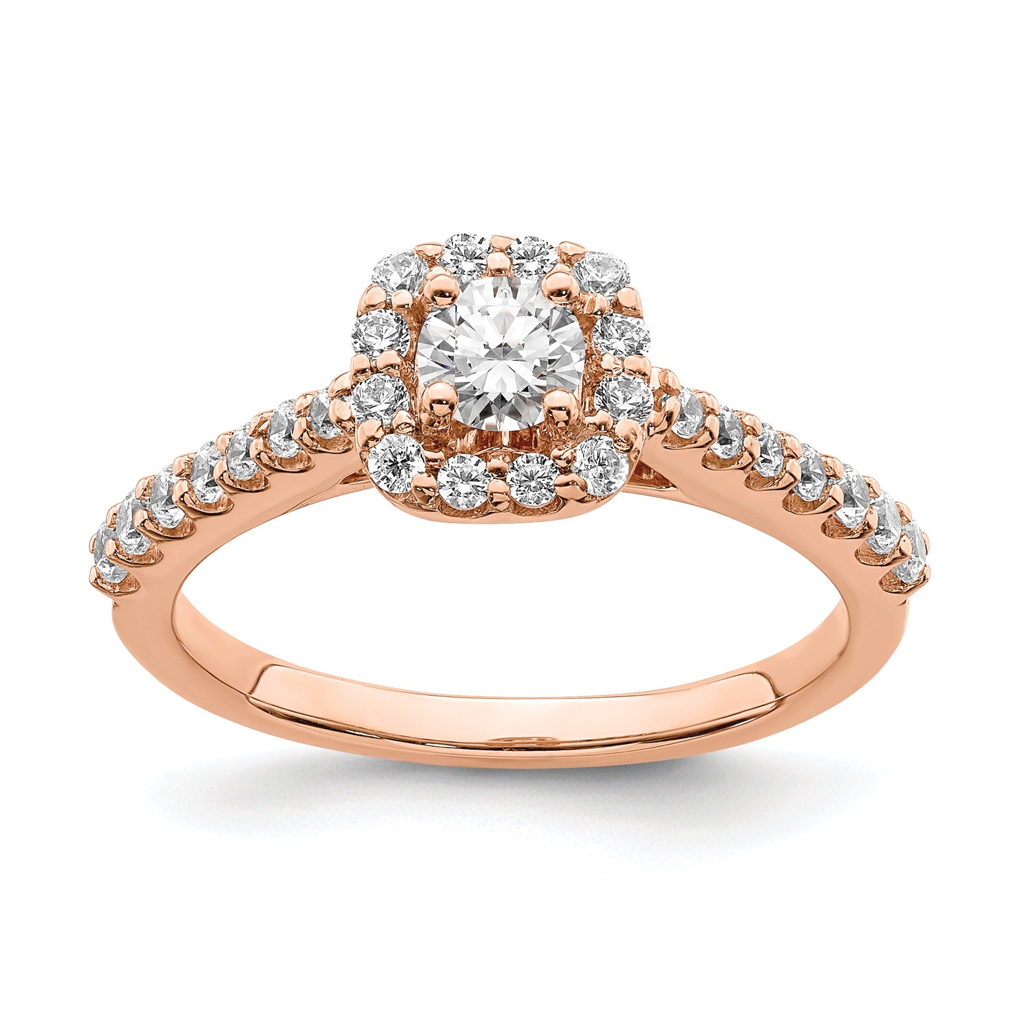 14k Rose Gold Lab Grown Diamond Round Halo Engagement Ring 0.75 ct