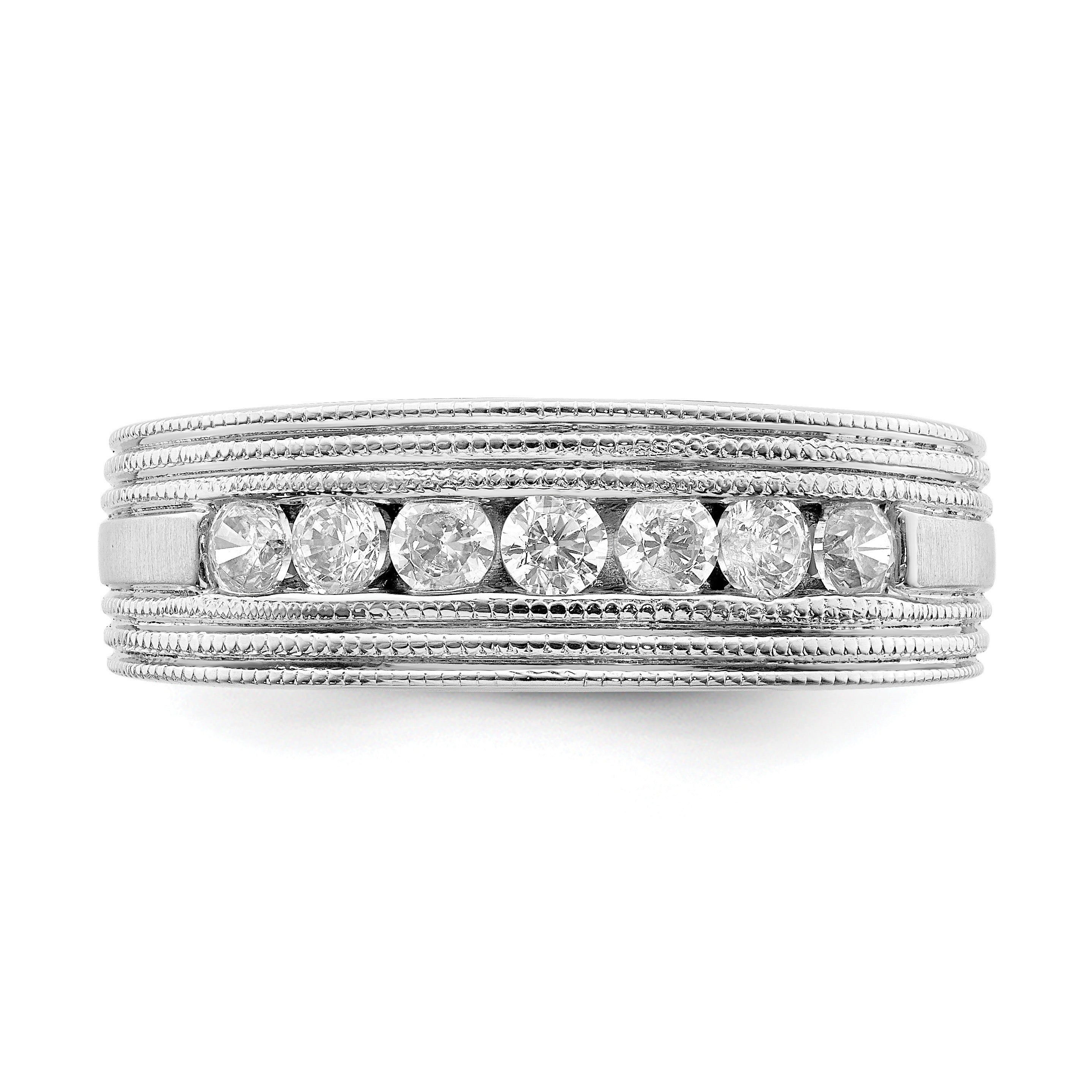 5/8 ct Lab Grown Diamond Seven Stone Men's Band Ring 14k White Gold