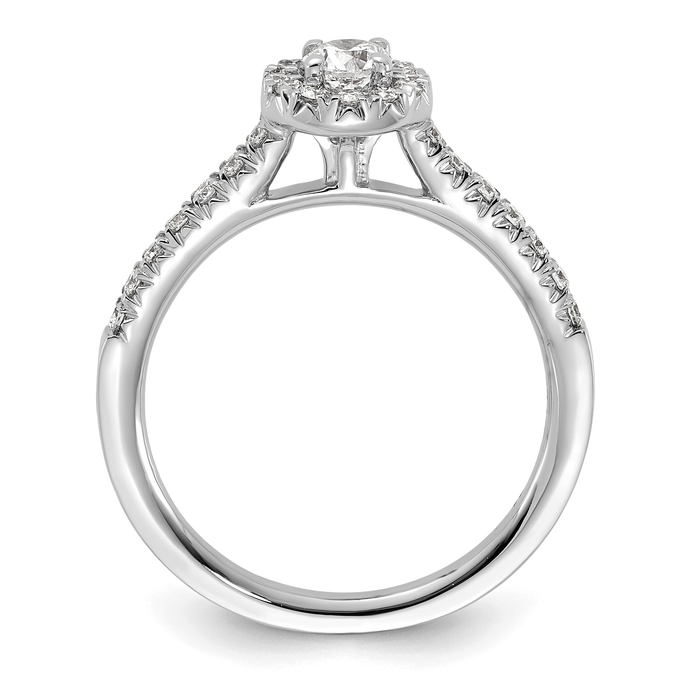 Lab Grown Diamond Halo Pave Ring 14K White Gold