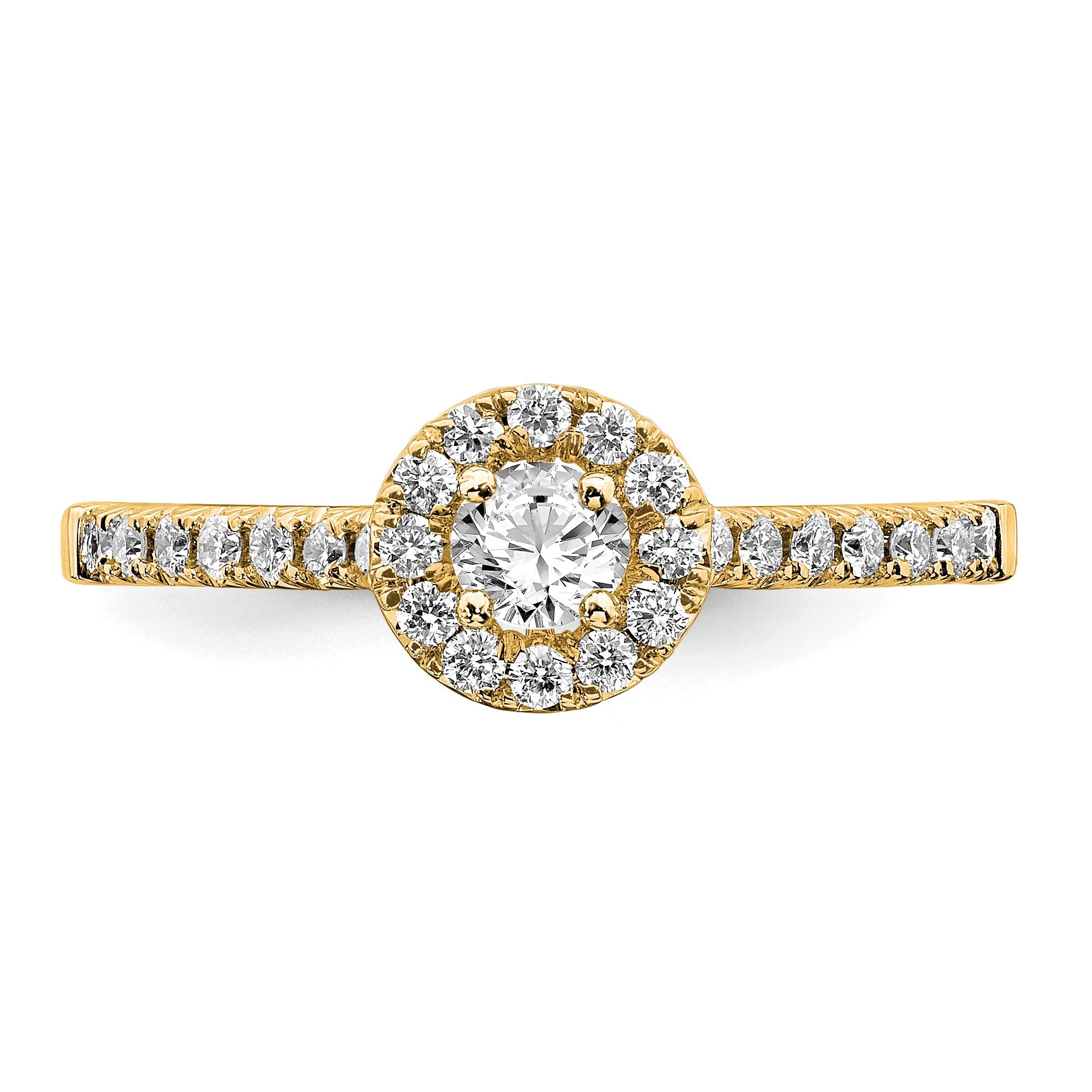 Round Lab Grown Diamond Halo Engagement Ring 14k Gold