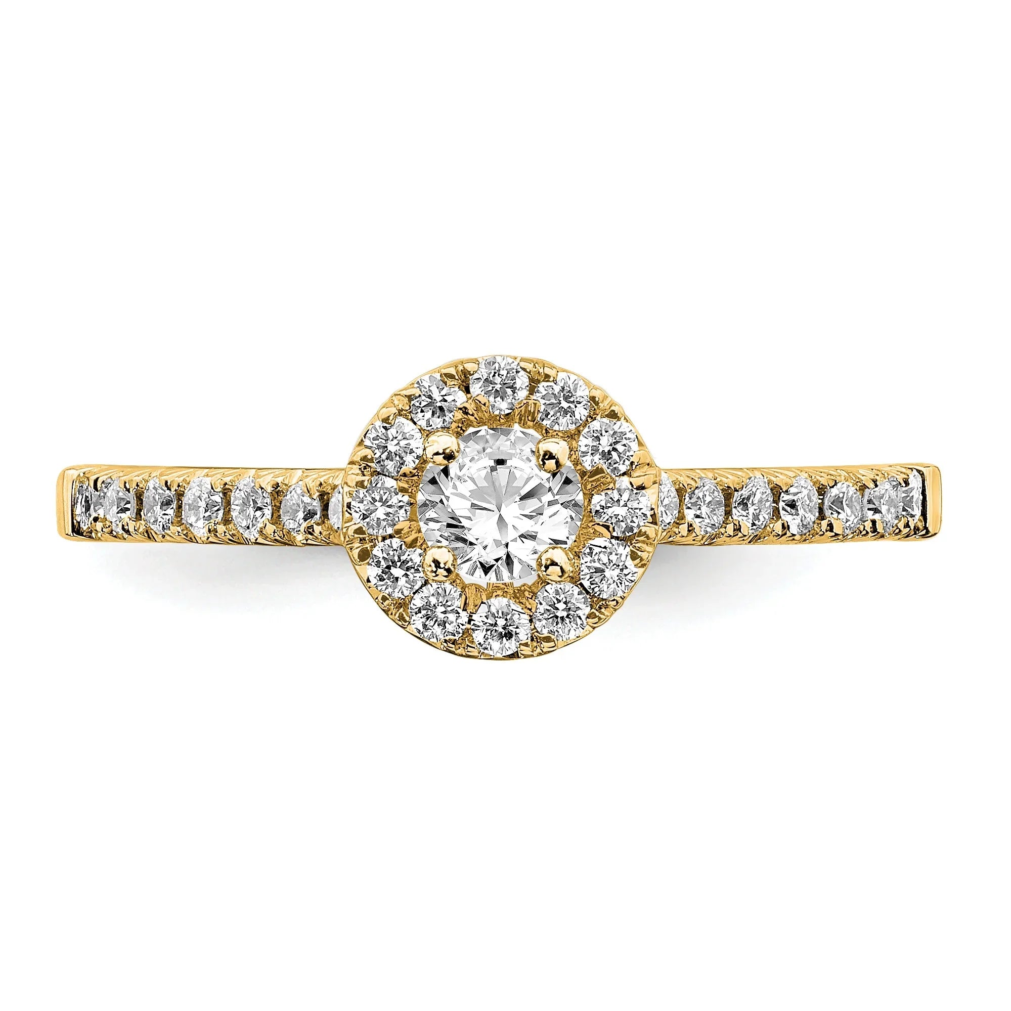 14k Yellow Gold Round Lab Grown Diamond Halo Engagement Ring 0.75 Ct - Fine Diamond