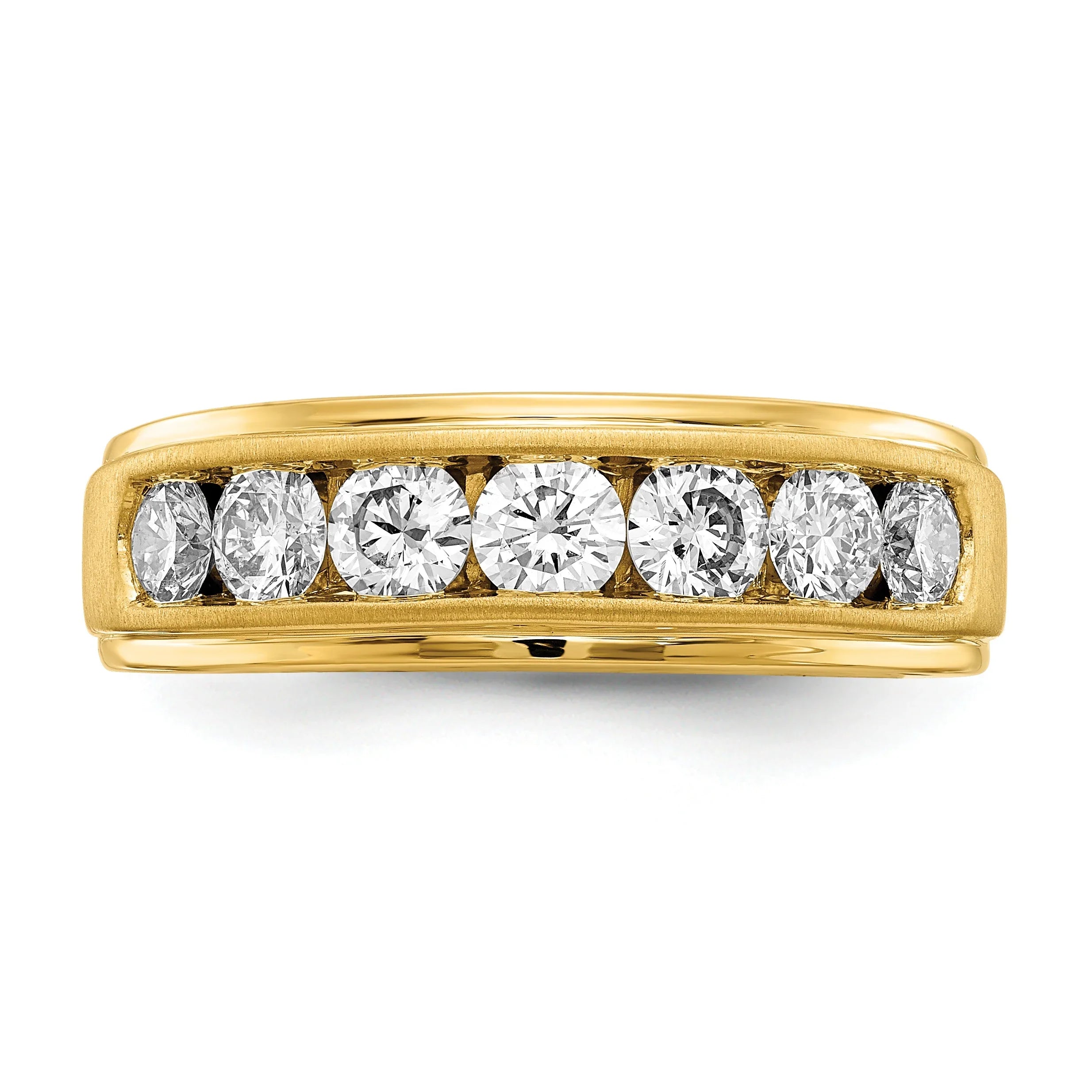 10K Yellow Gold Lab Grown Diamond 7 Stone Men's Wedding Ring 1.5 Ct - Fine Diamond