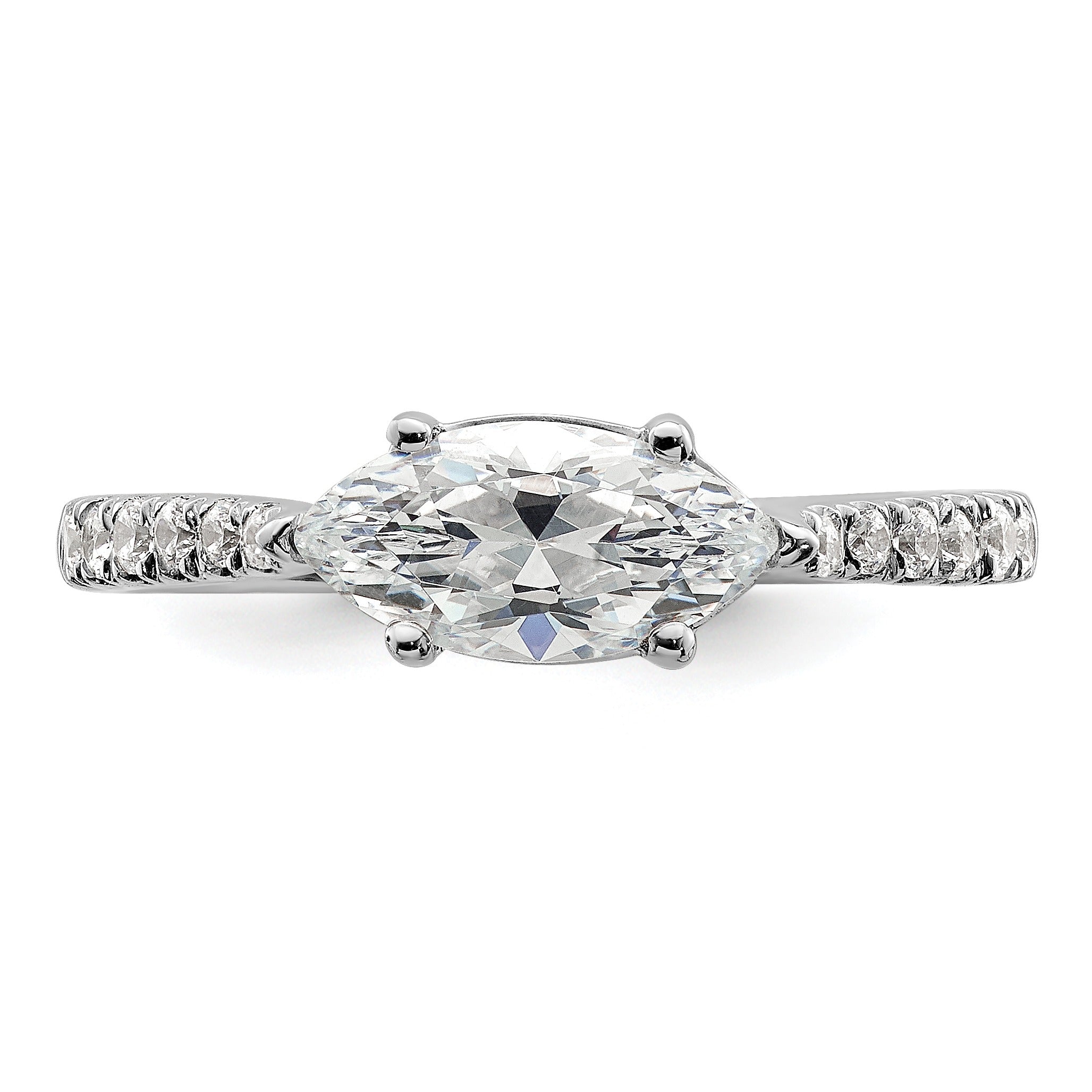 14k White Gold Lab Grown Diamond East-West Marquise Engagement Ring Semi Mount