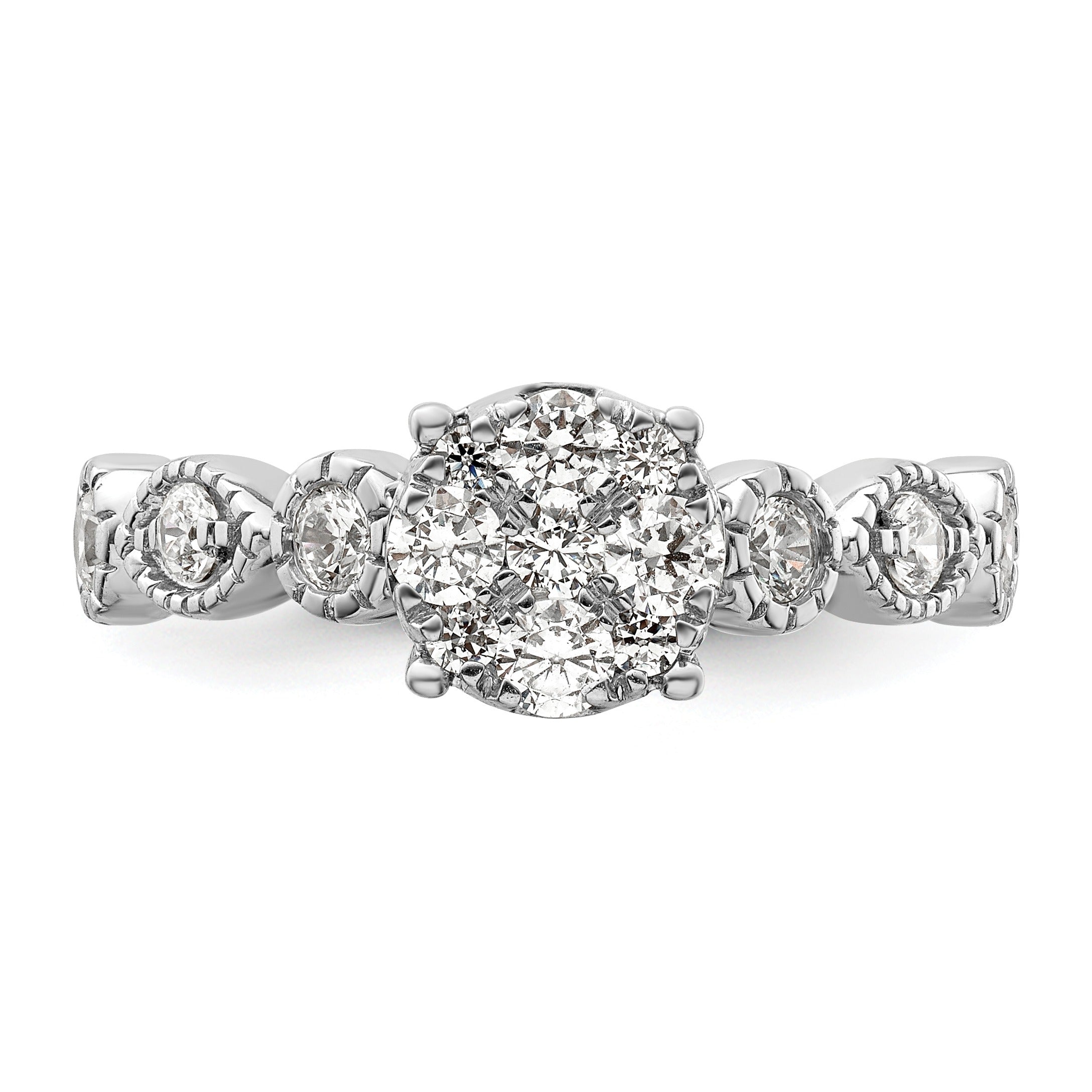 Lab Grown Diamond Cluster Engagement Ring 14K White Gold