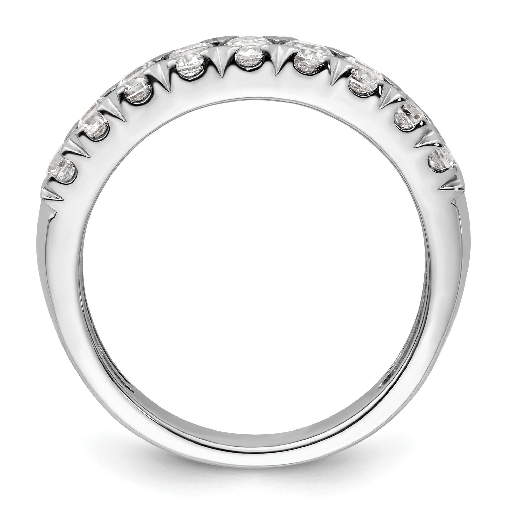 14k White Gold Lab Grown Diamond Double Row Wedding Band