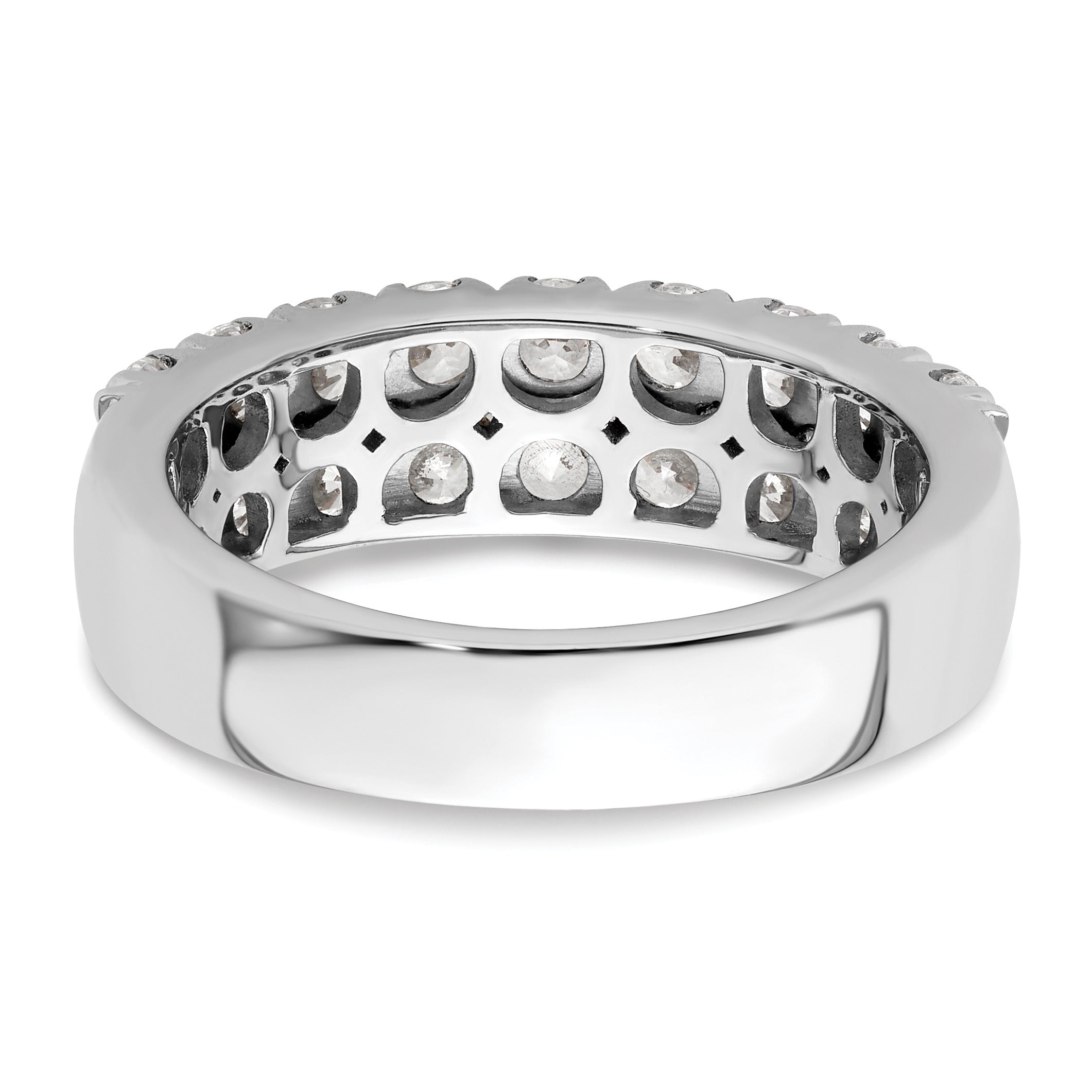 14k White Gold Lab Grown Diamond Double Row Wedding Band