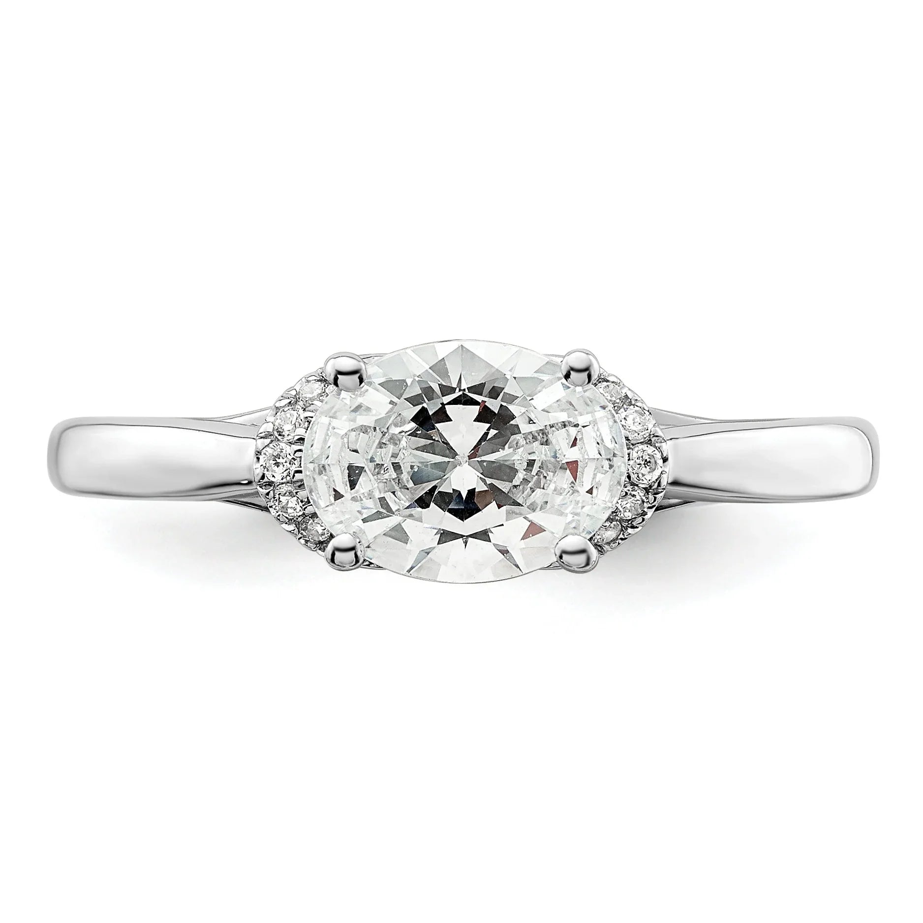Lab Grown Diamond East-West Oval Semi Mount Engagement Ring 1 Ct - Fine Diamond