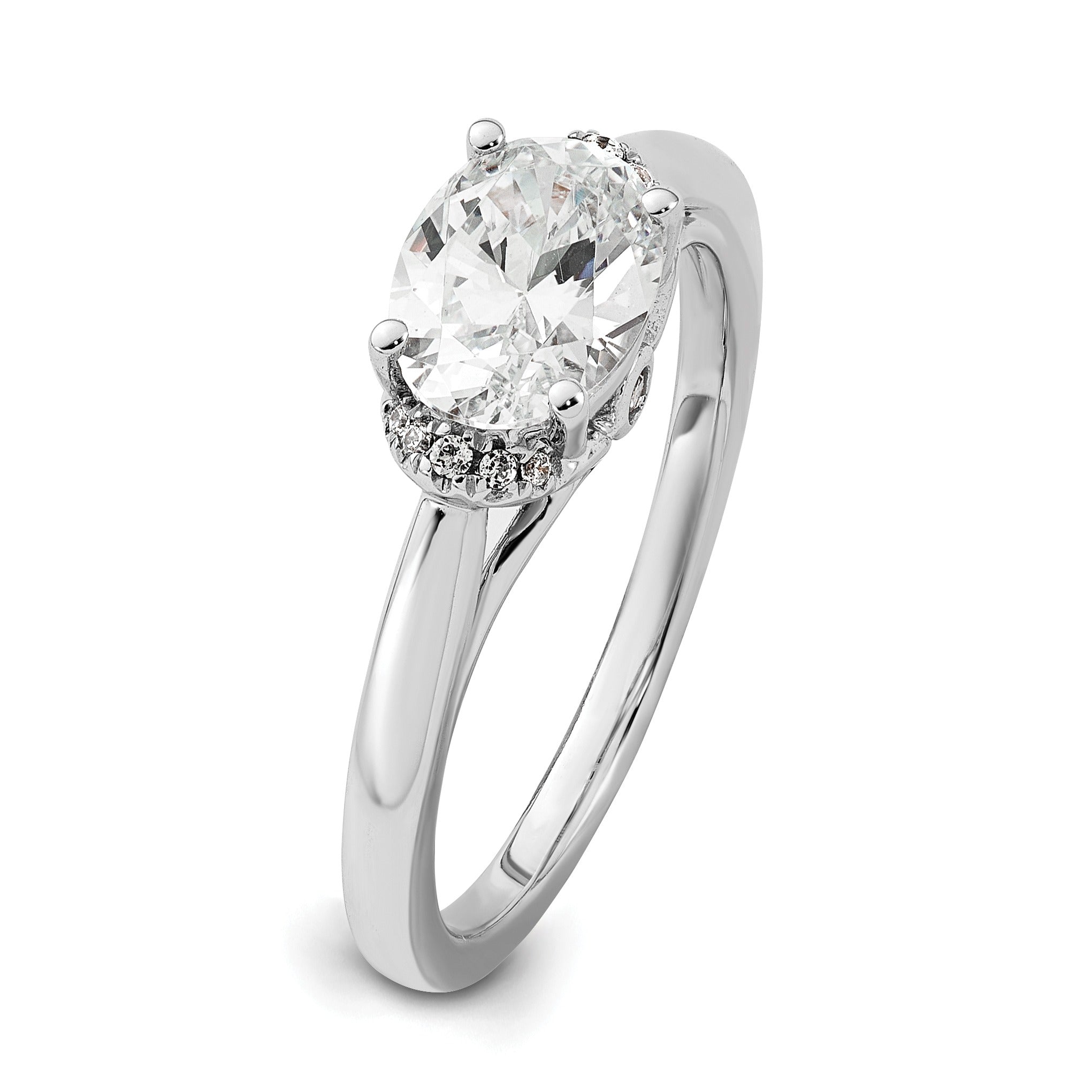 Lab Grown Diamond East-West Oval Engagement Ring 1 Ct