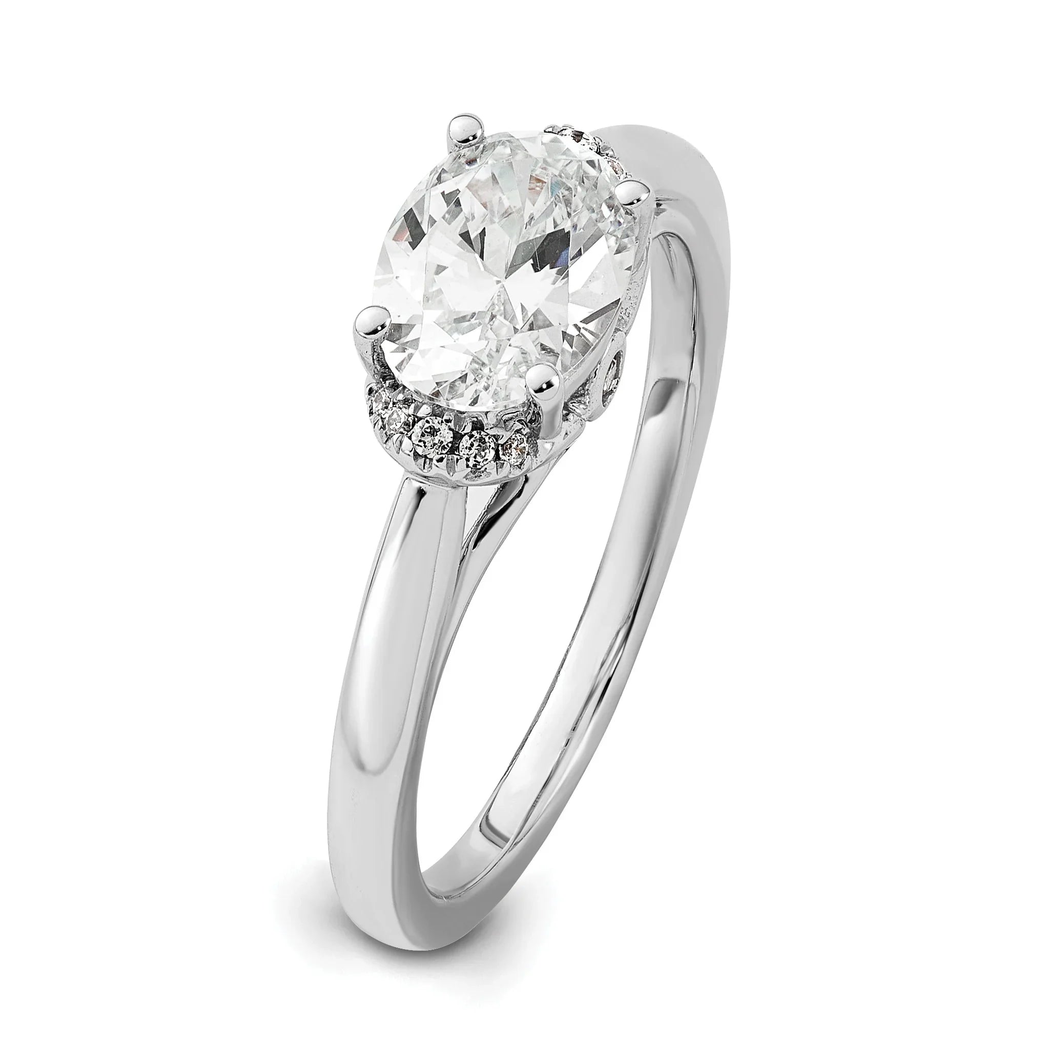 Lab Grown Diamond East-West Oval Semi Mount Engagement Ring 1 Ct - Fine Diamond