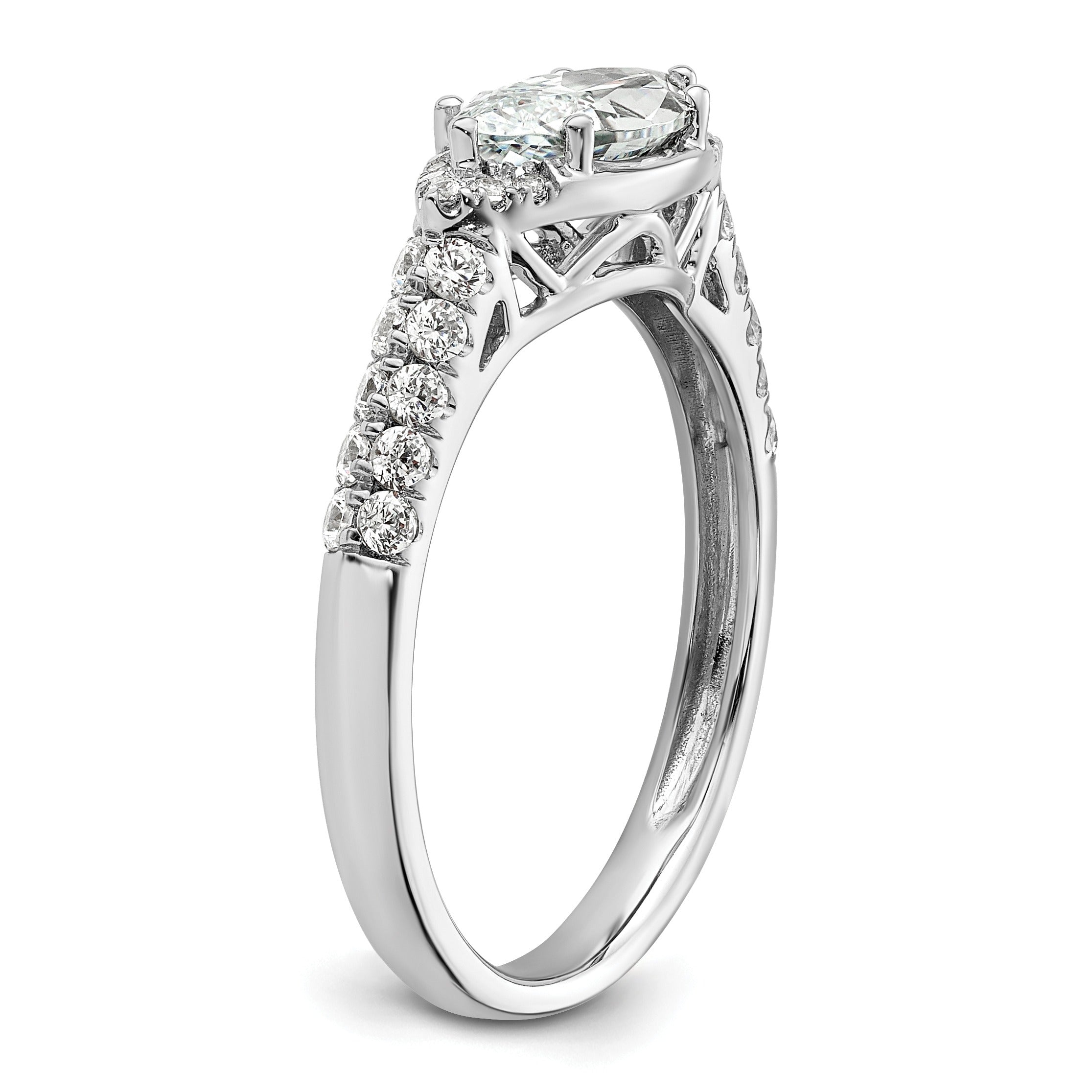 14k White Gold Lab Grown Diamond Engagement East West Ring Semi Mount