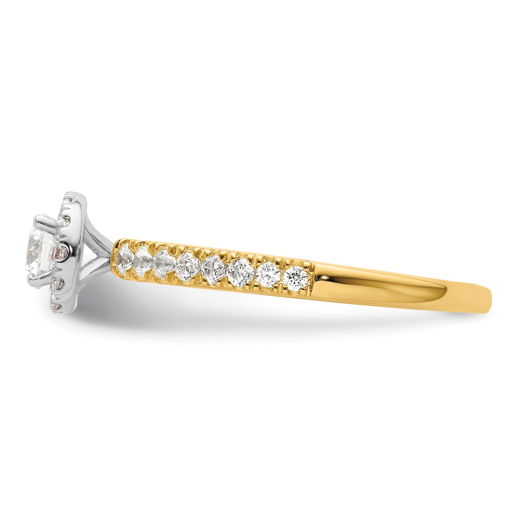 14K Two-tone Gold Lab Grown Diamond Petite Round Halo Ring