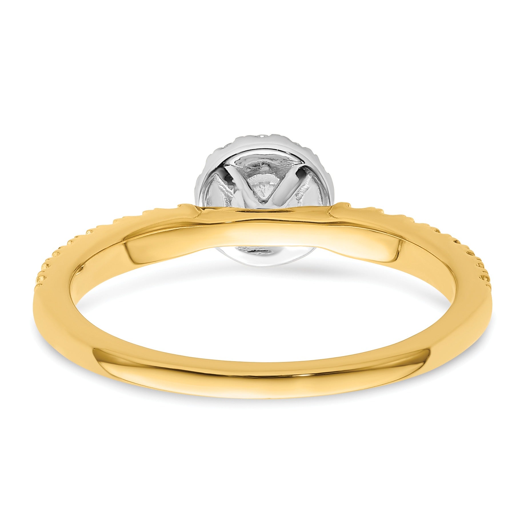 14K Two-tone Gold Lab Grown Diamond Petite Round Halo Ring