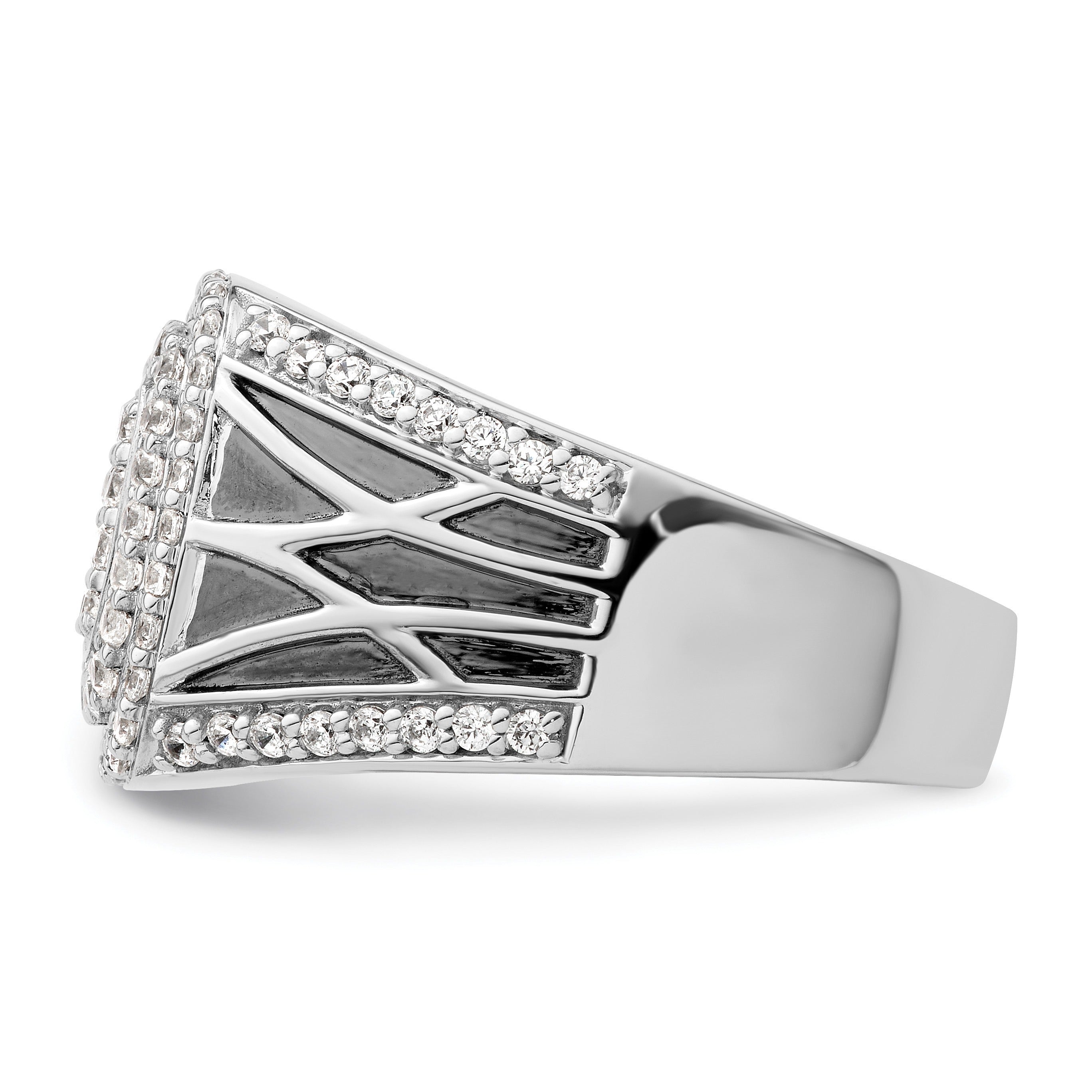1 1/8 ct Lab Grown Diamond Side Design Men's Halo Ring 14k White Gold