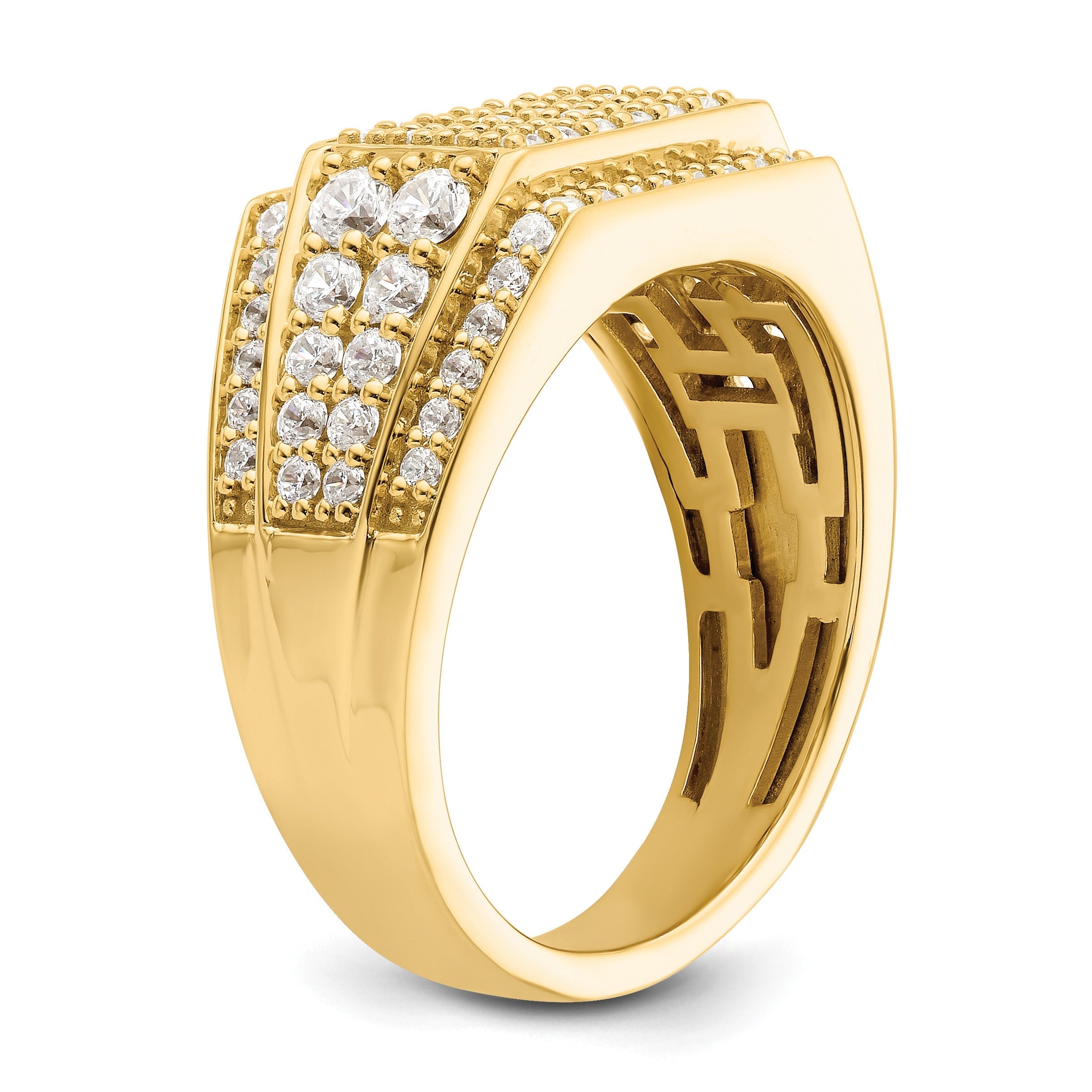 1 3/8 ct Lab Grown Diamond Cluster Men's Ring 14k Yellow Gold
