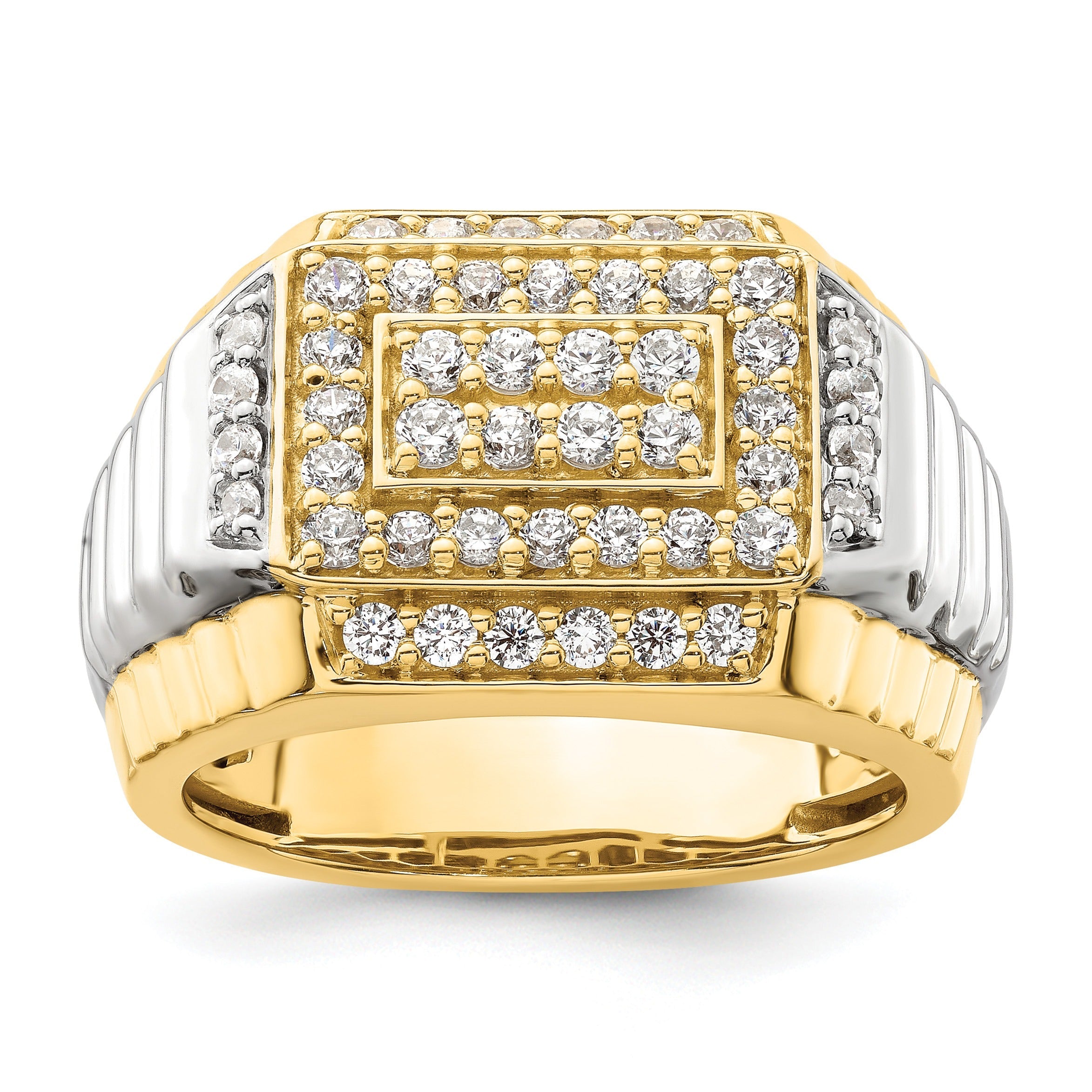 1 ct Lab Grown Diamond Men's Cluster Ring 14k Two-Tone Gold