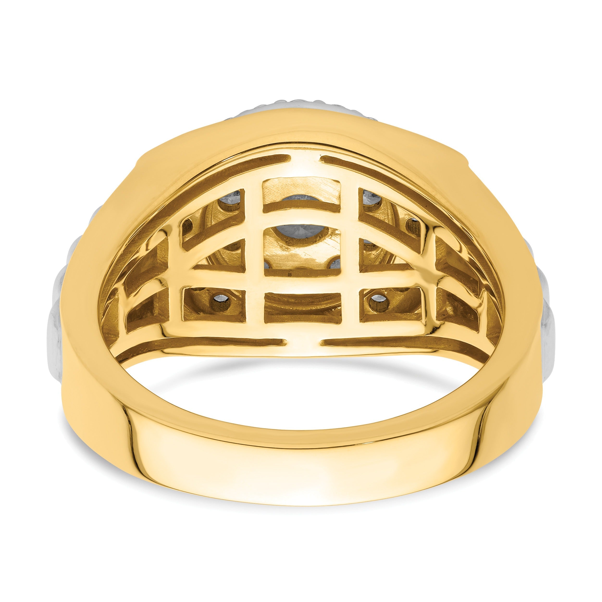 14k Two-Tone 1 1/4 ct Lab Grown Diamond Cluster Men's Ring