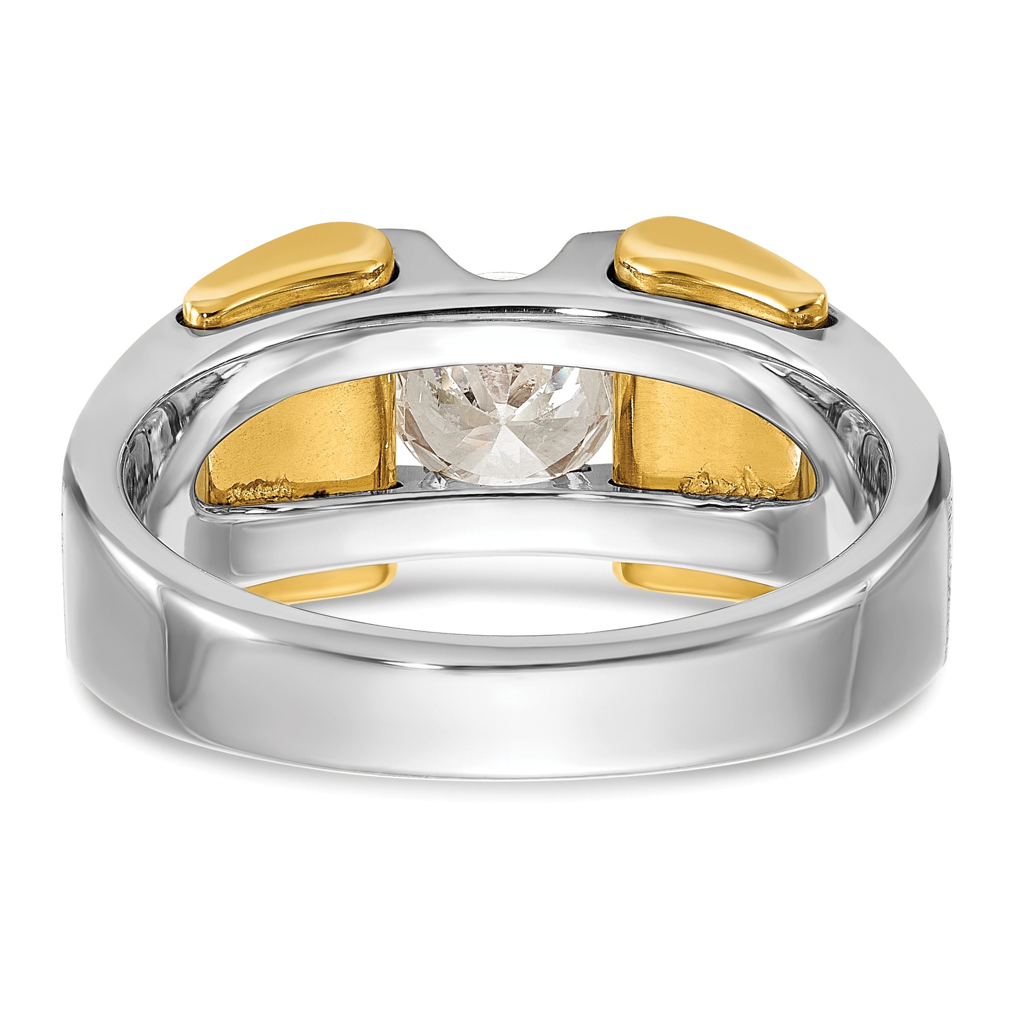 14k Two-tone Men's 1 Ct Round Lab Grown Diamond Solitaire Ring