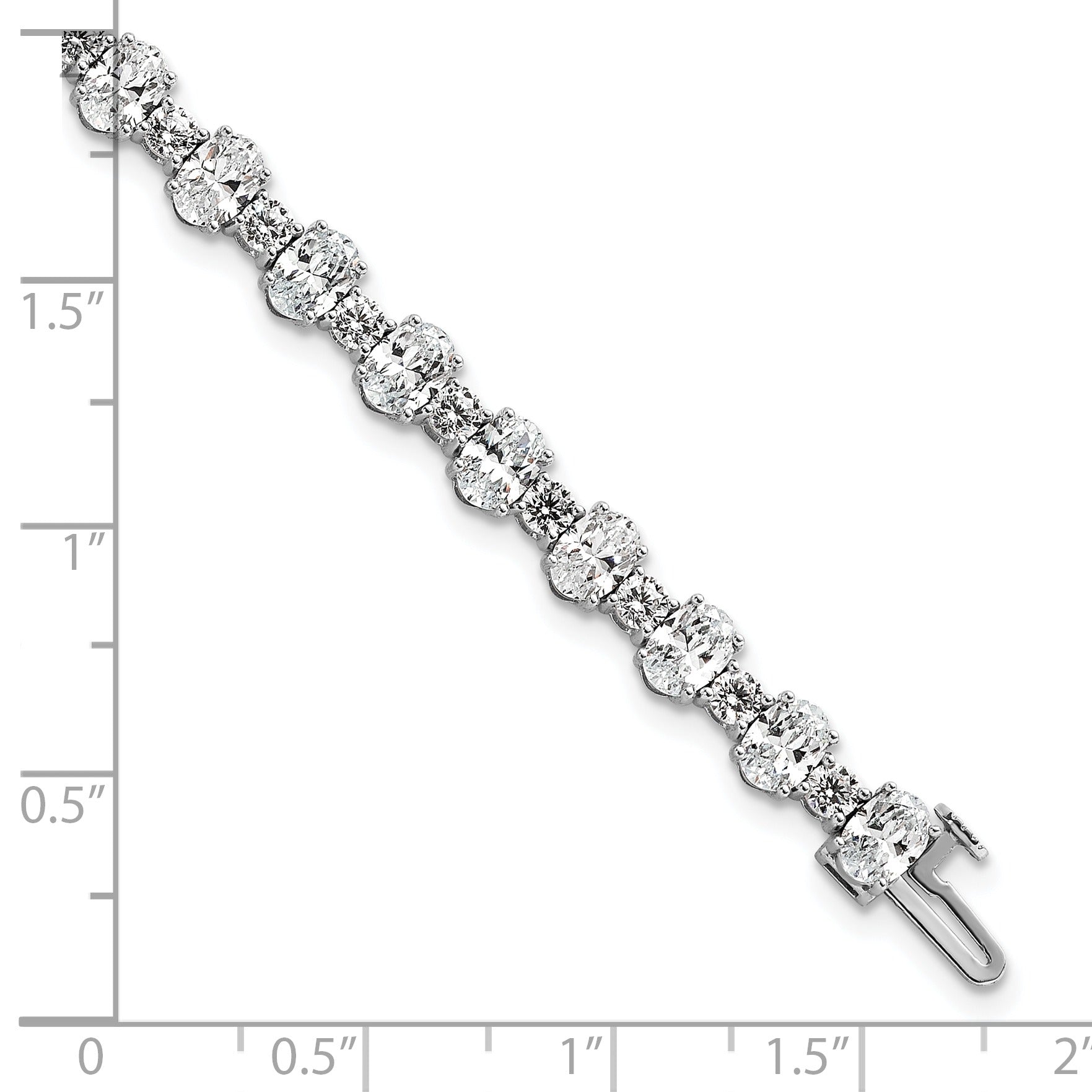 14k White Gold 11 carat Lab Diamond Round and Oval Fancy Tennis Bracelet