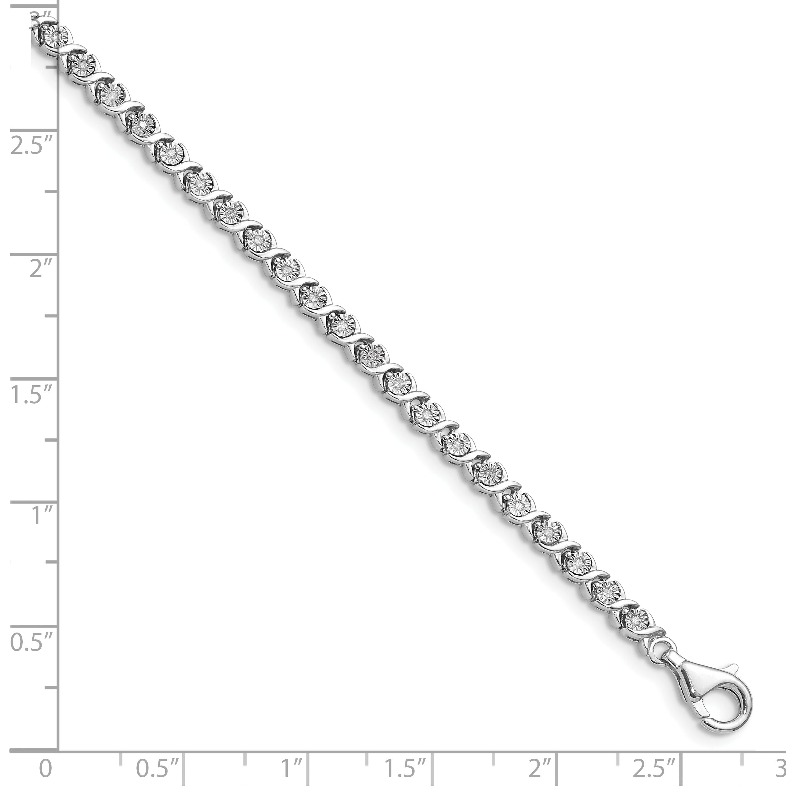 14k White Gold 1/4 carat Lab Diamond 7 inch Fancy Tennis Bracelet